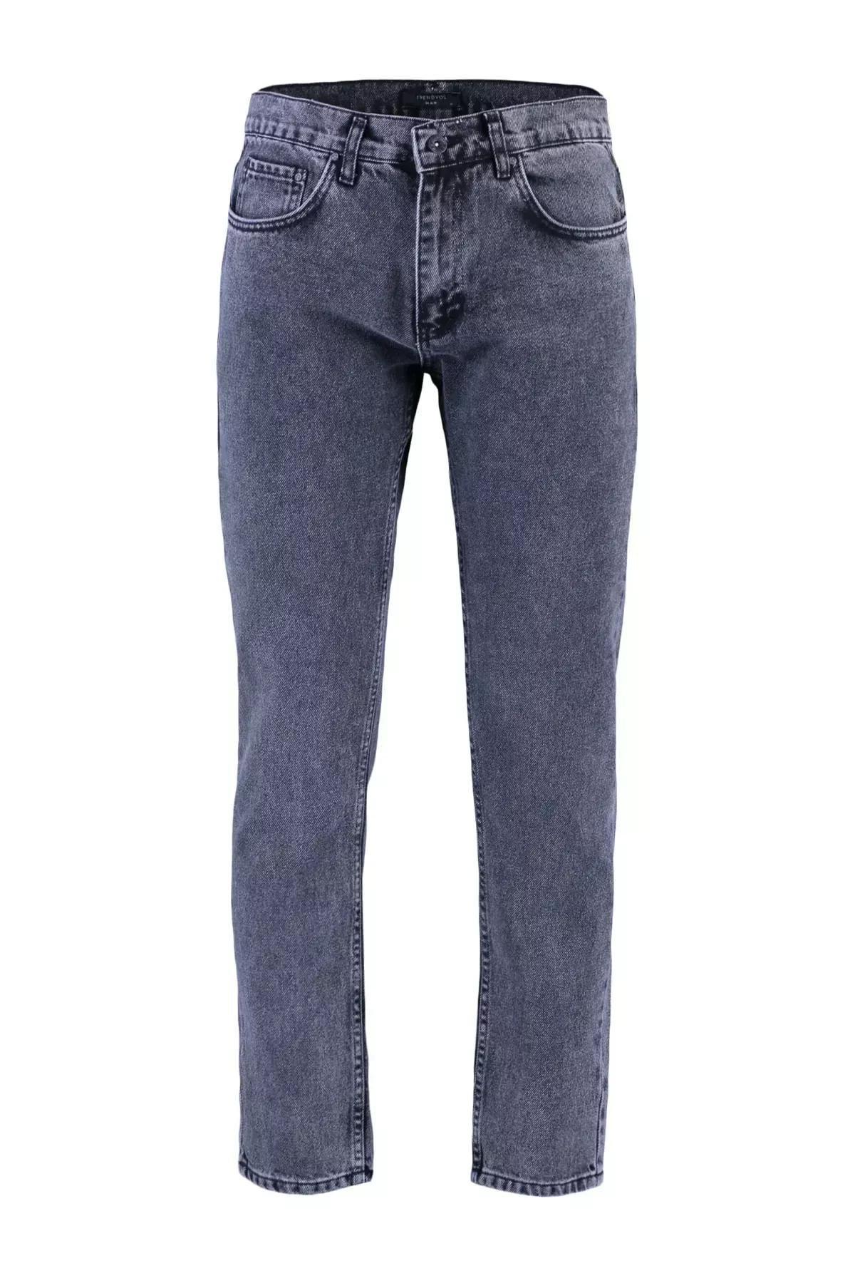 Black Denim Straight Jeans, Black, large image number 4