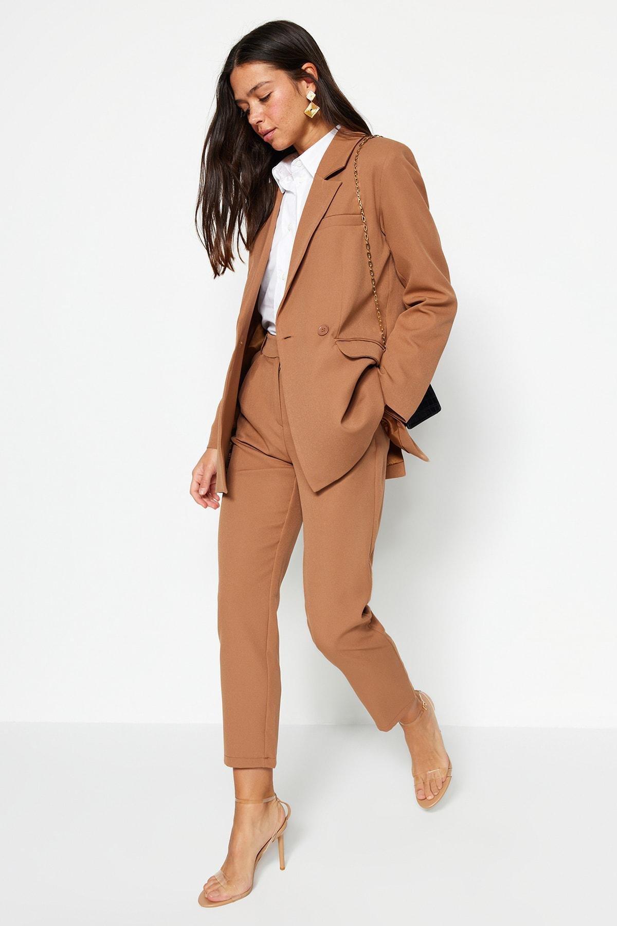 Beige Lapel Collar Co-Ord Set, , large image number 3