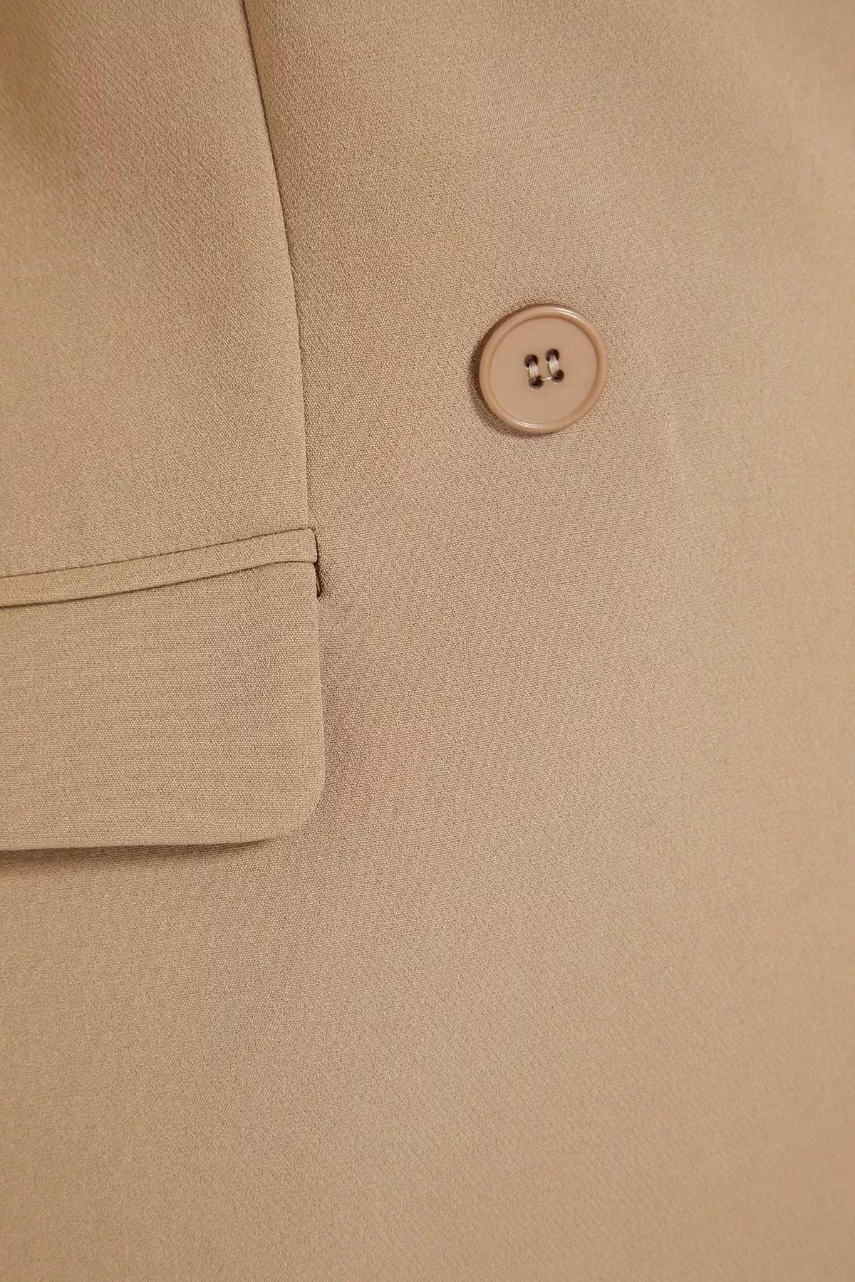 Beige Lapel Collar Co-Ord Set, Brown, large image number 5