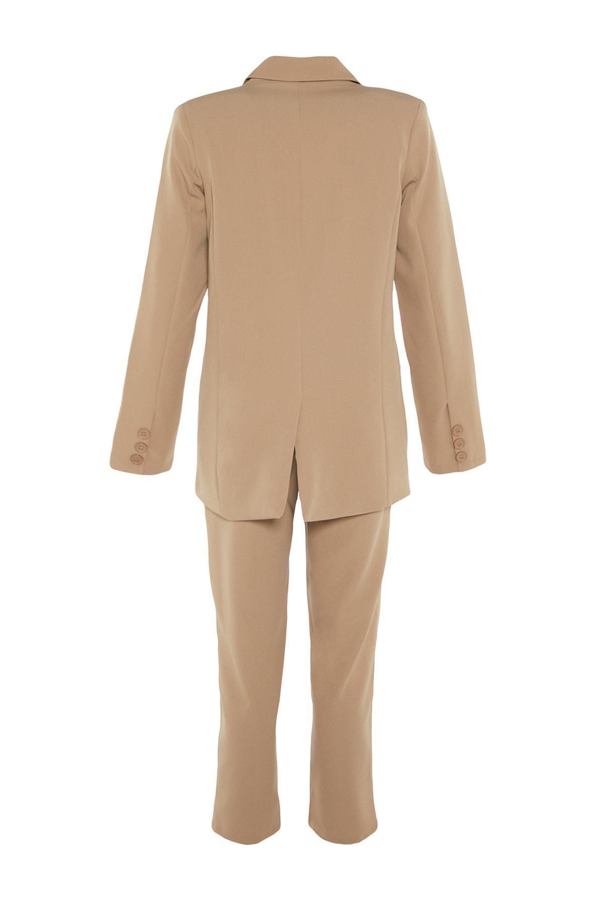 Beige Lapel Collar Co-Ord Set, , large image number 12