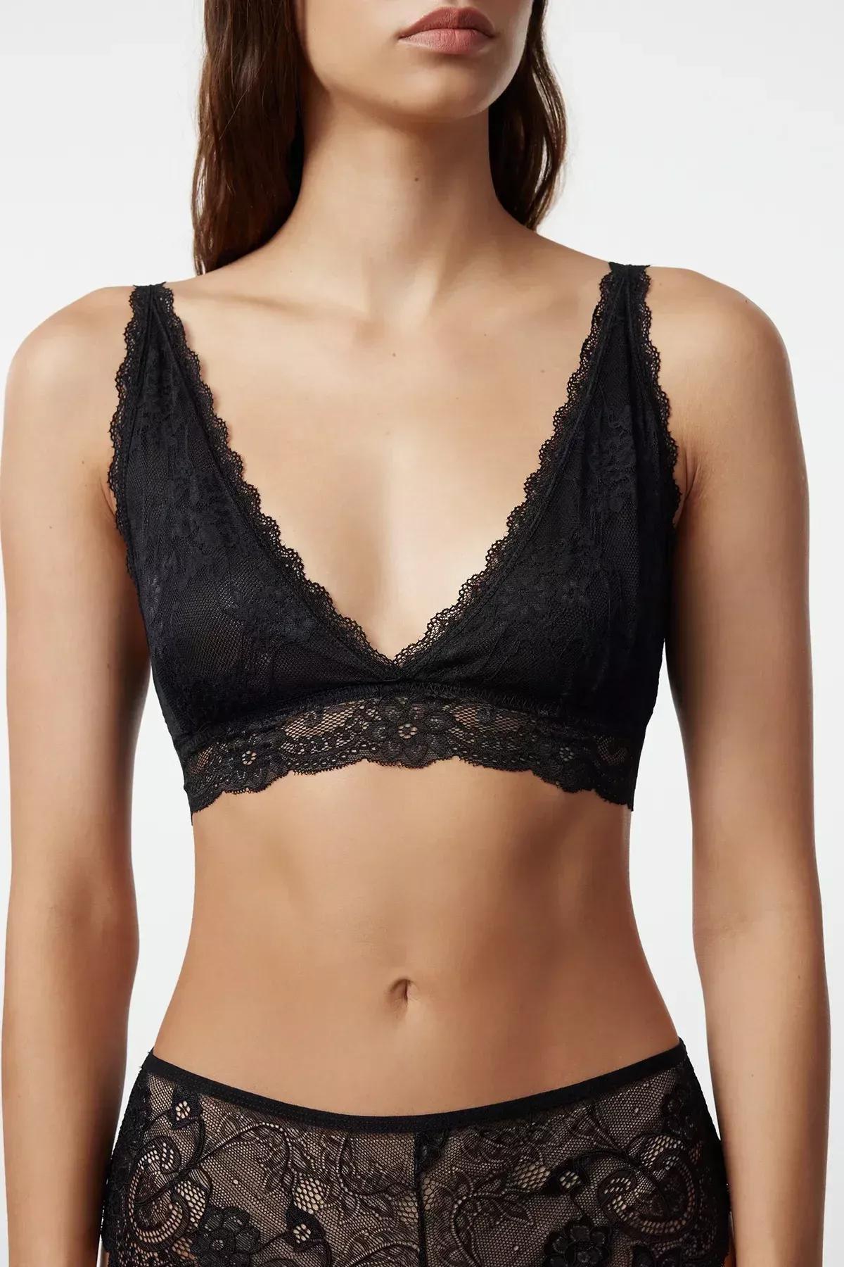 Black Plain Bralette, , large image number 3