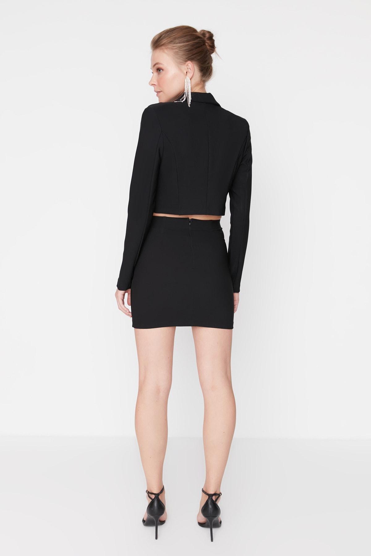 Black A-Line Mini Skirt, , large image number 4