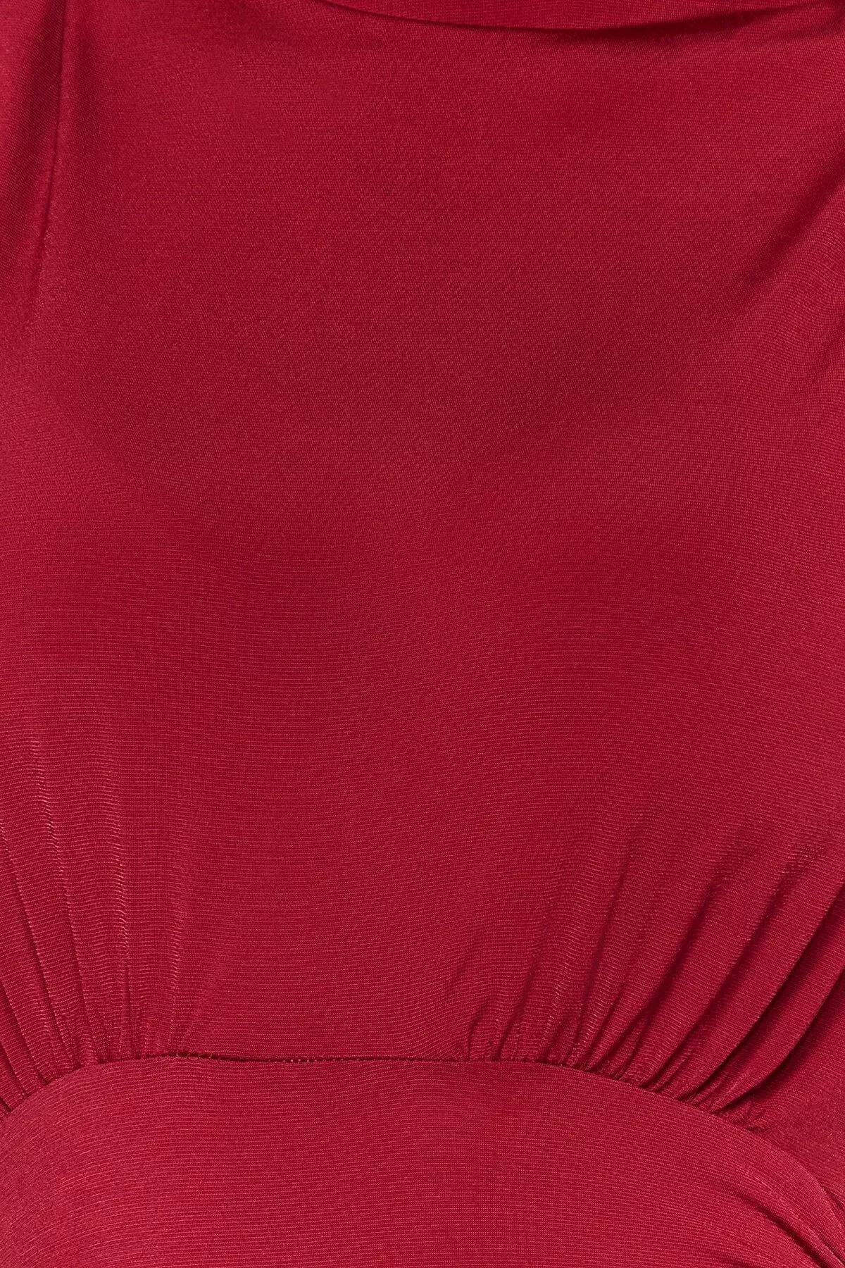 Burgundy Draped Snap Bodysuit, Burgundy, large image number 4
