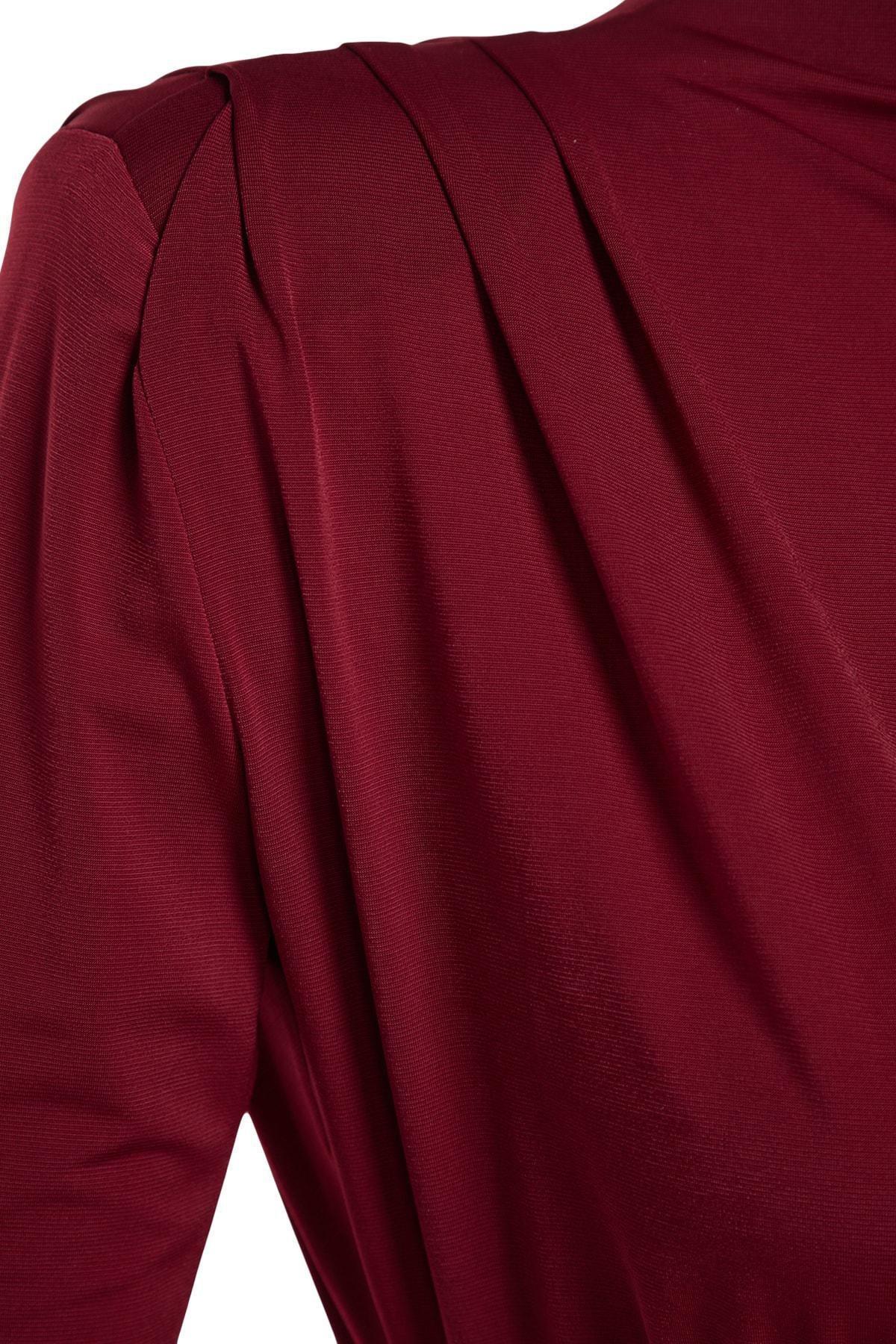 Burgundy Draped Snap Bodysuit, , large image number 6