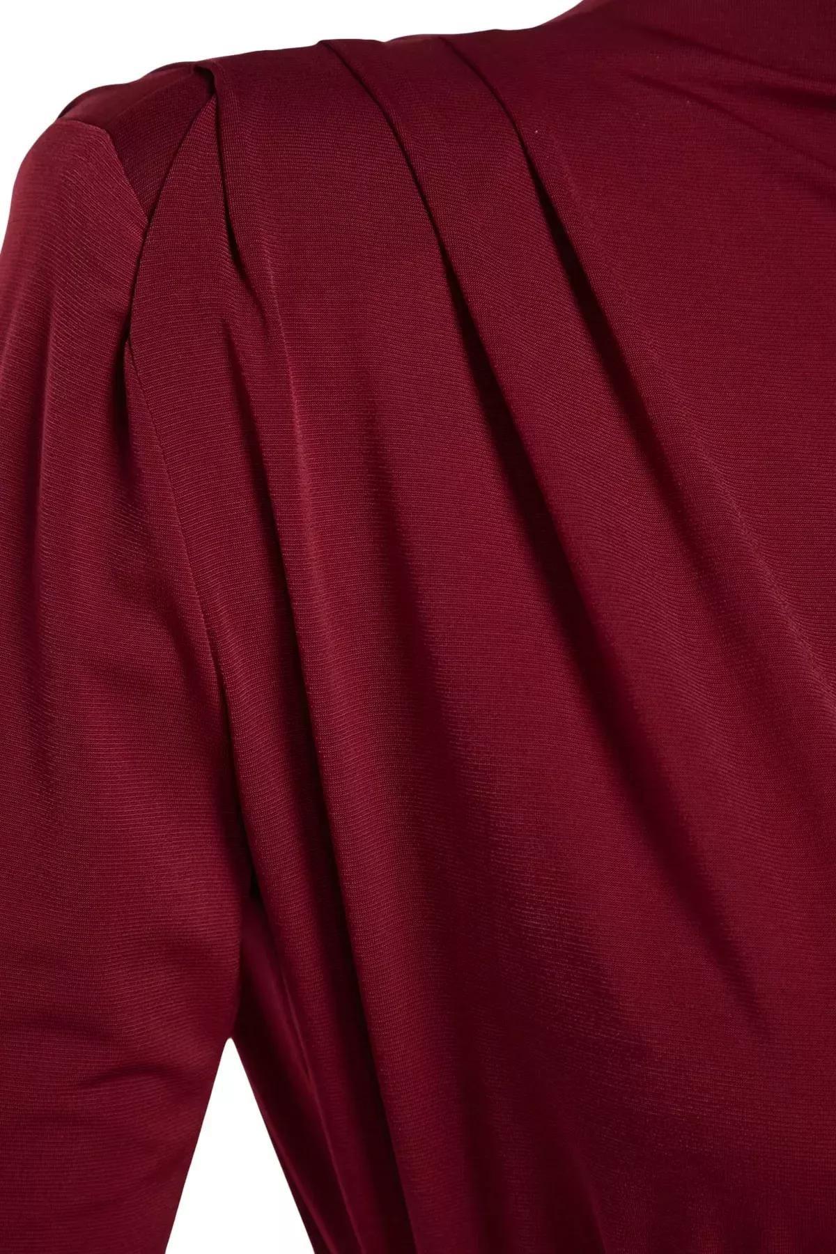 Burgundy Draped Snap Bodysuit, Burgundy, large image number 6
