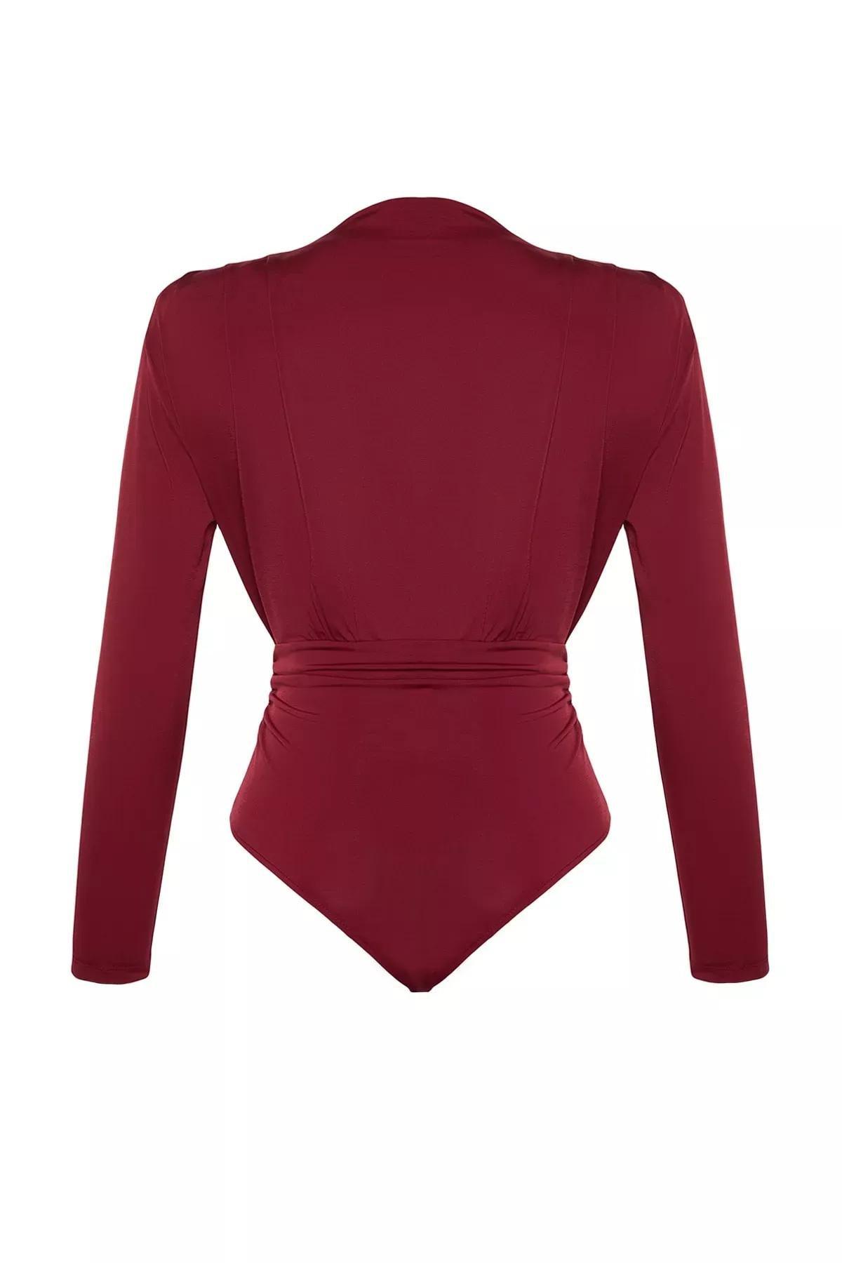 Burgundy Draped Snap Bodysuit, Burgundy, large image number 7