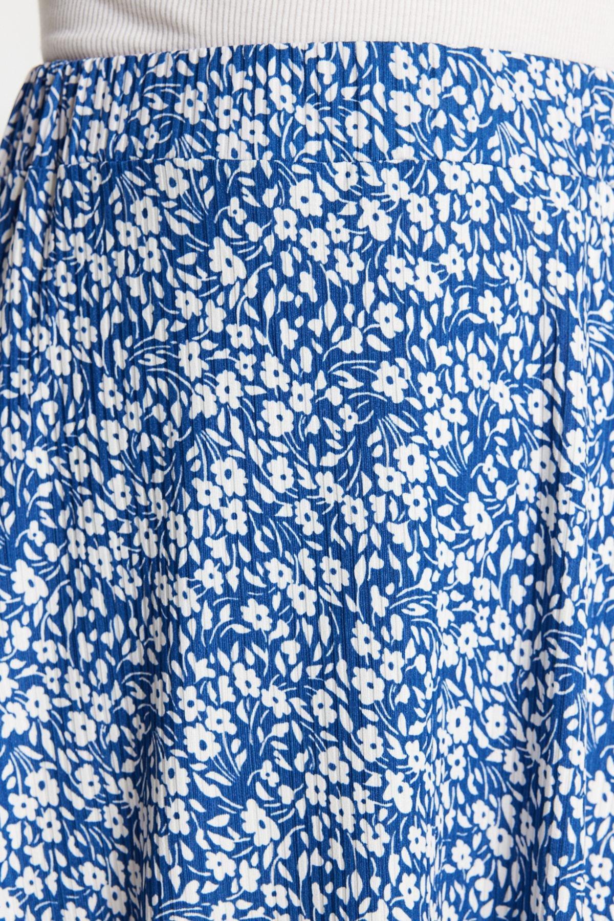 Blue Asymmetric Animal Print Midi Skirt <br>, , large image number 2