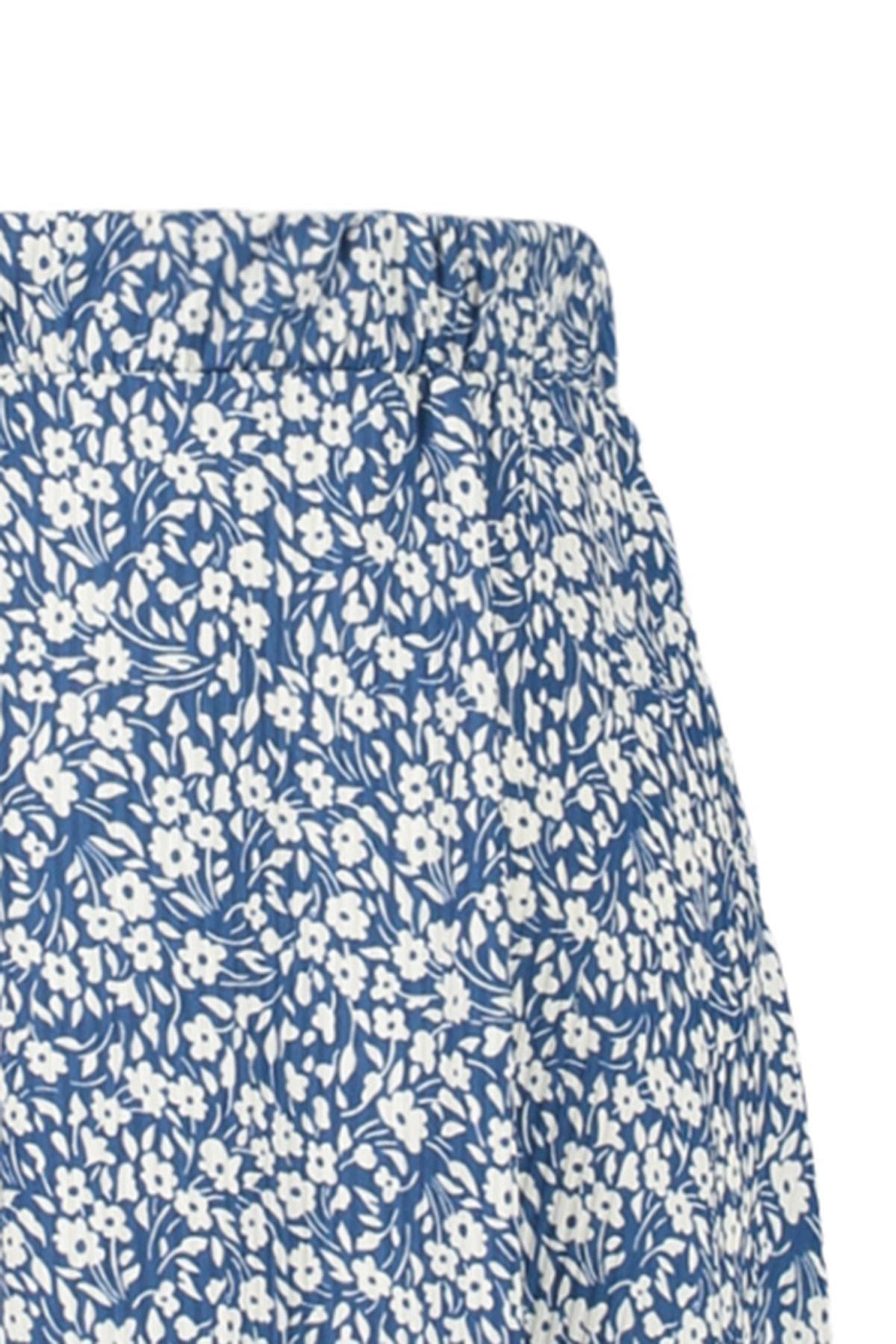 Blue Asymmetric Animal Print Midi Skirt <br>, , large image number 7