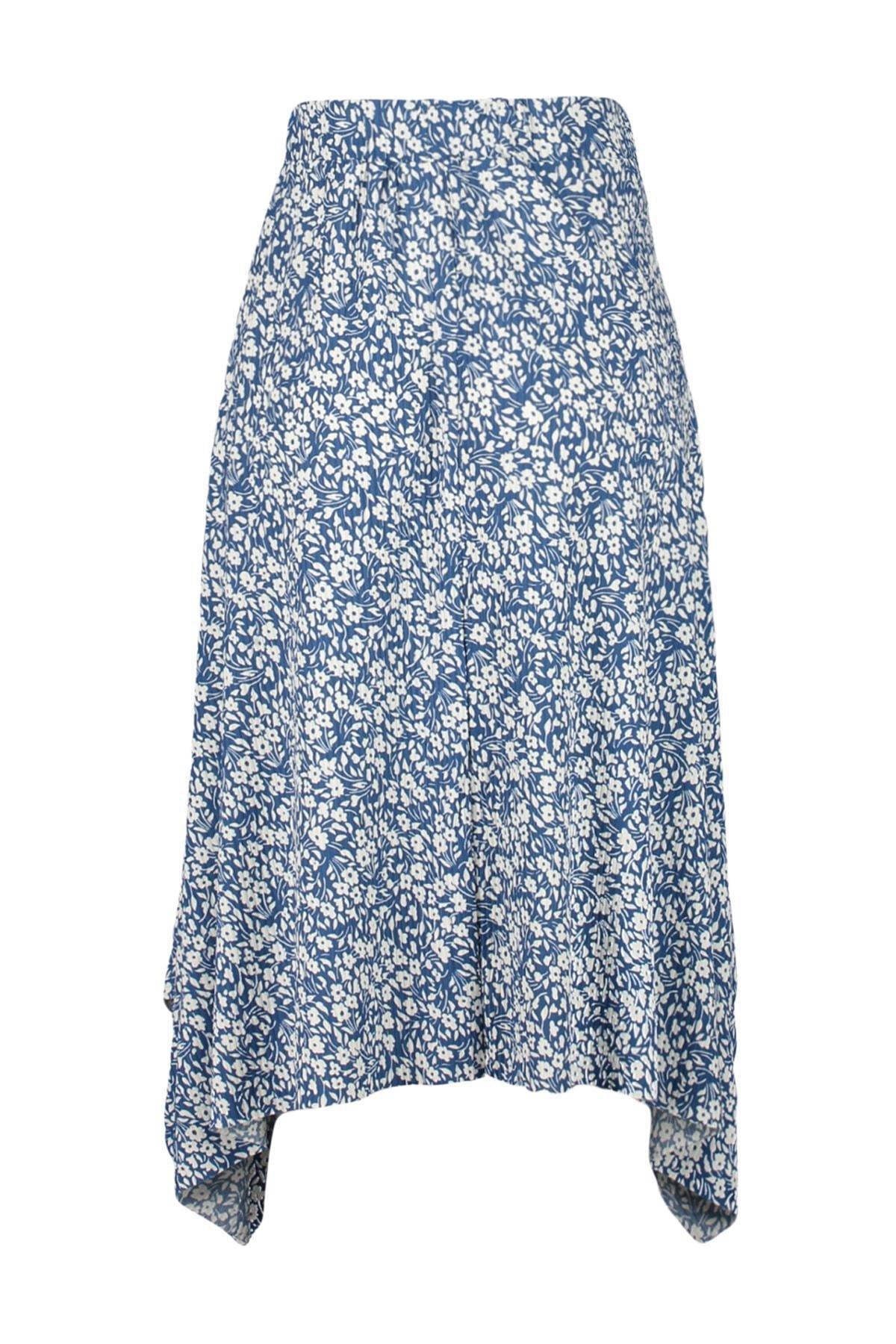 Blue Asymmetric Animal Print Midi Skirt <br>, , large image number 8