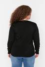 Trendyol - Black Relaxed V-Neck Plus Size Sweater