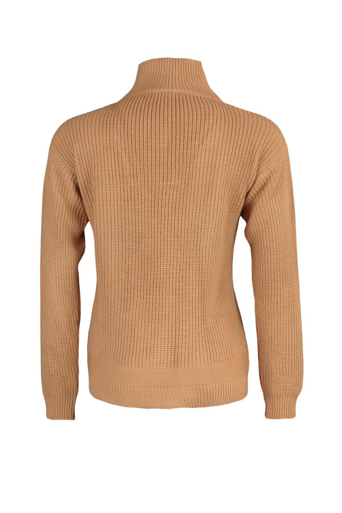 Brown Collar Detailed Knitwear Sweater, , large image number 5