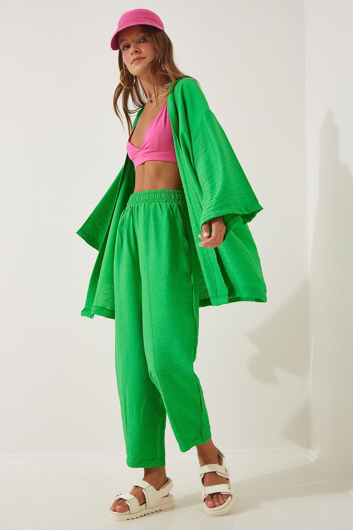 Green V-Neck Co Ord Set, , large image number 1