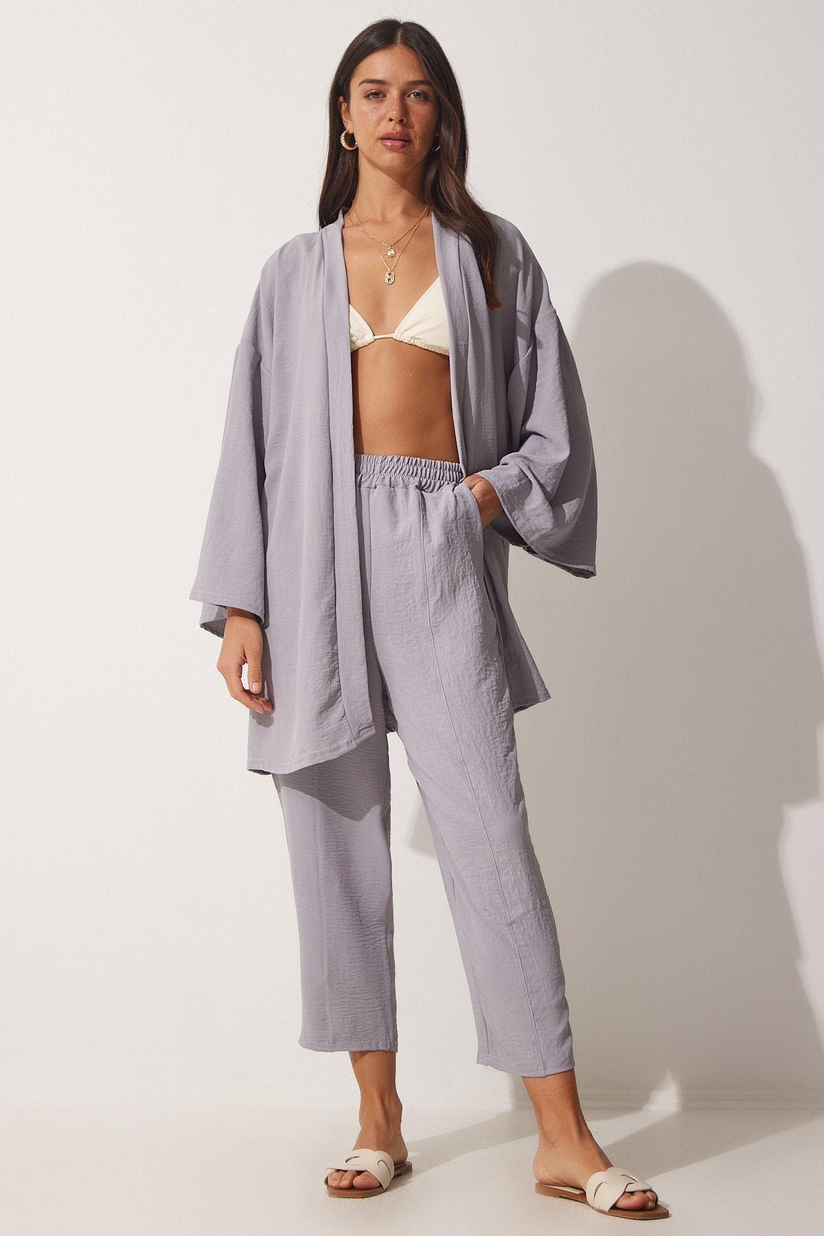 Grey Kimono Knitted Co-Ord Set, , large image number 0