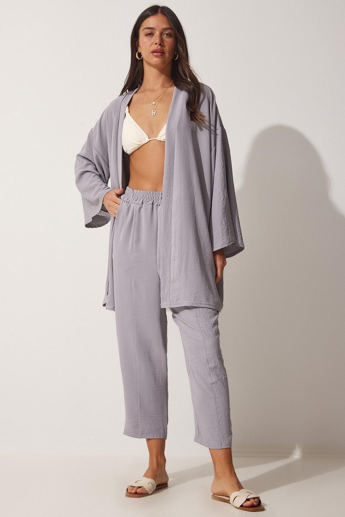 Grey Kimono Knitted Co-Ord Set, , large image number 1