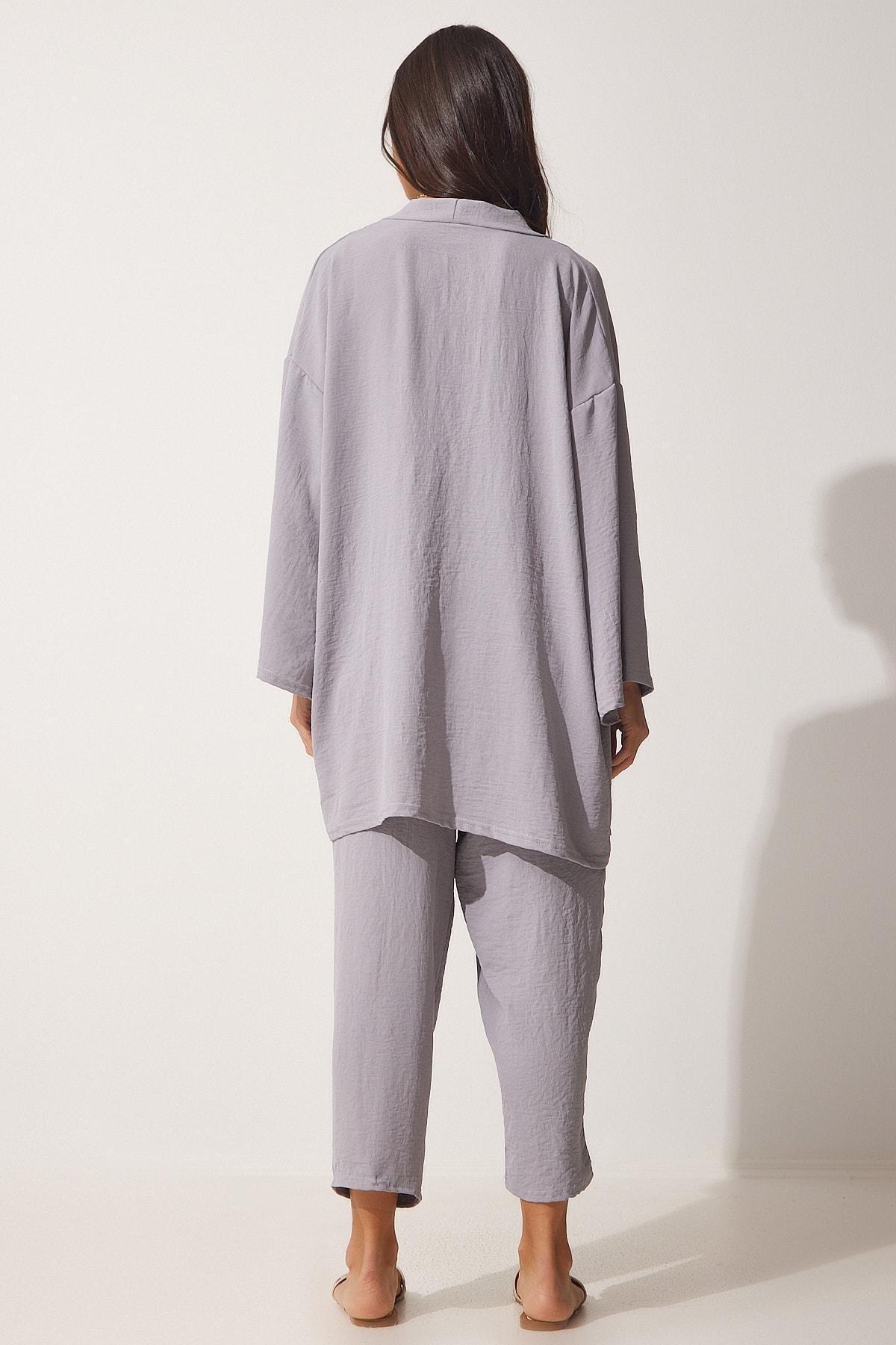 Grey Kimono Knitted Co-Ord Set, , large image number 3