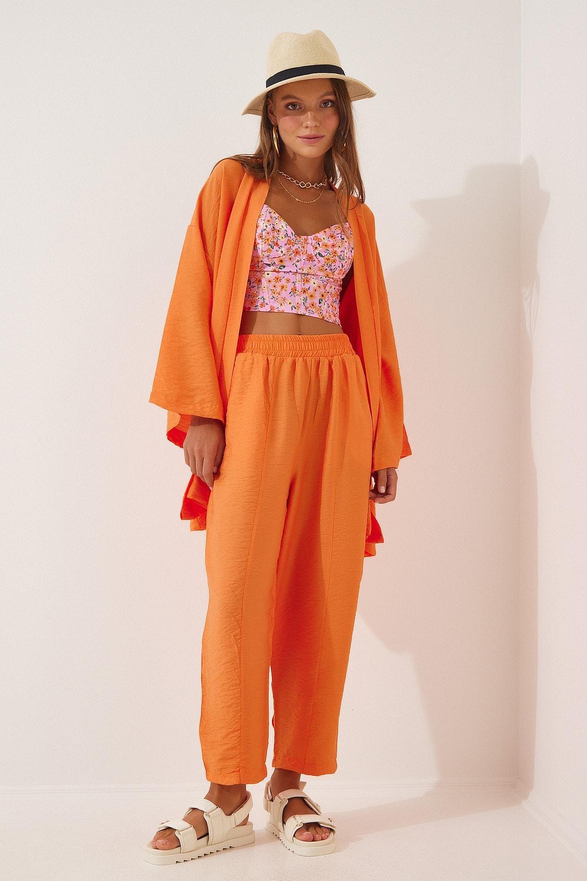 Orange V-Neck Co-Ord Set, , large image number 1