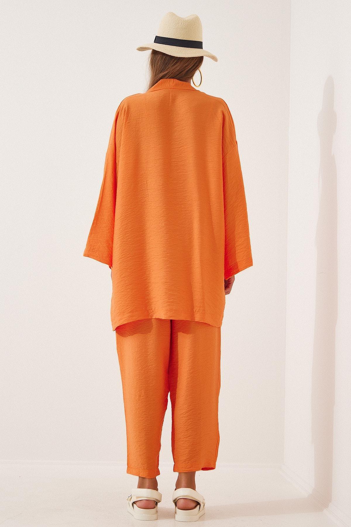 Orange V-Neck Co-Ord Set, , large image number 2