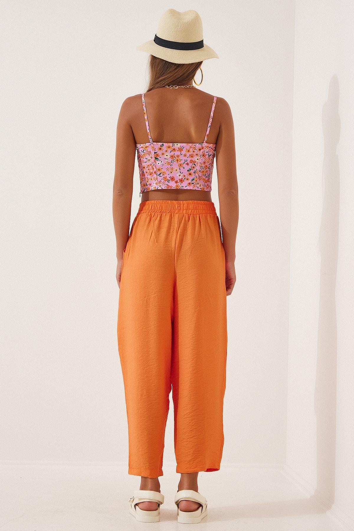 Orange V-Neck Co-Ord Set, , large image number 3