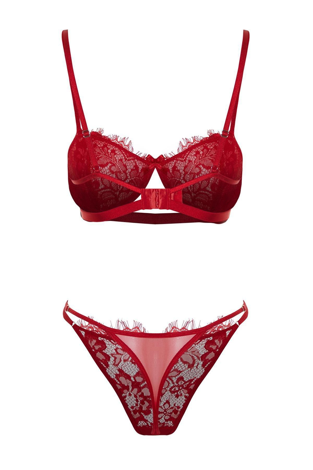 Red Ajoure Underwear Co-Ord Set, , large image number 7