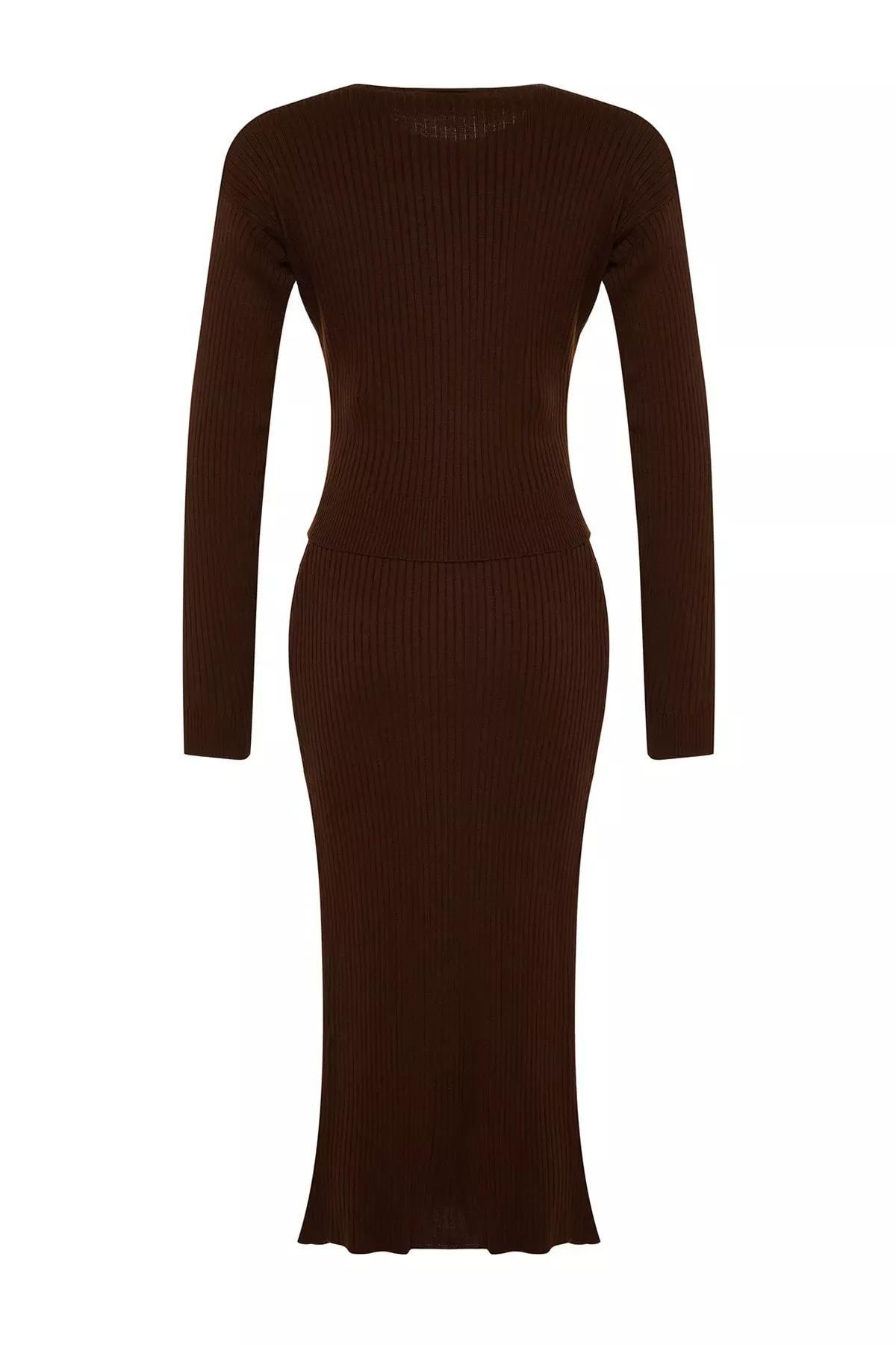 Brown A-Line Off-Shoulder Co-Ord Set, Brown, large image number 7