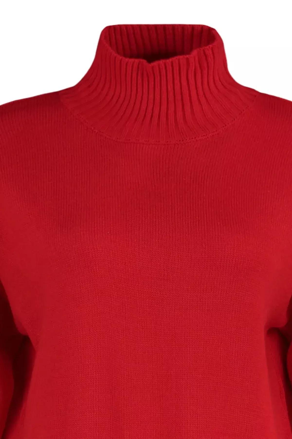 Red Relaxed Plus Size Sweater, Red, large image number 5