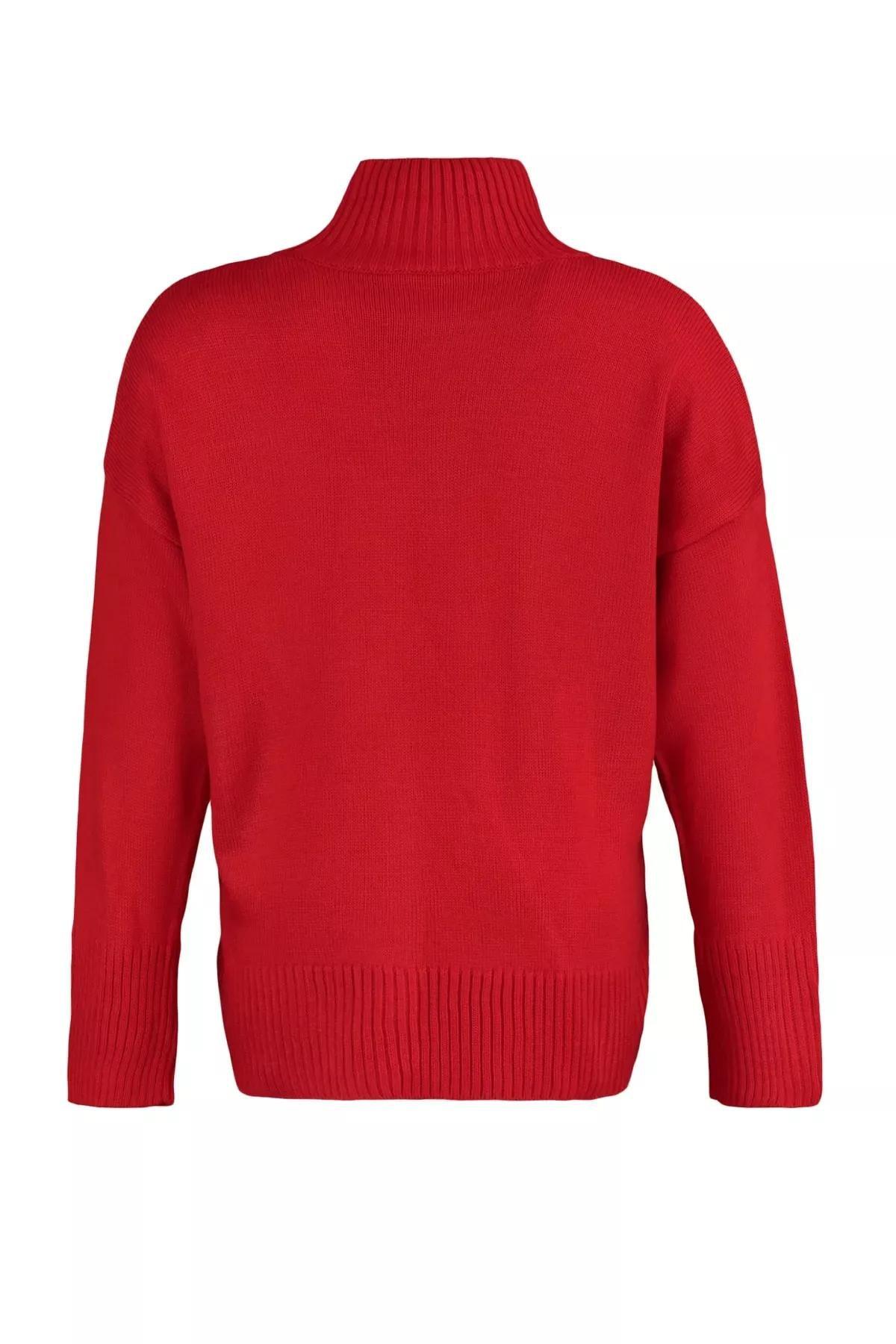 Red Relaxed Plus Size Sweater, Red, large image number 6