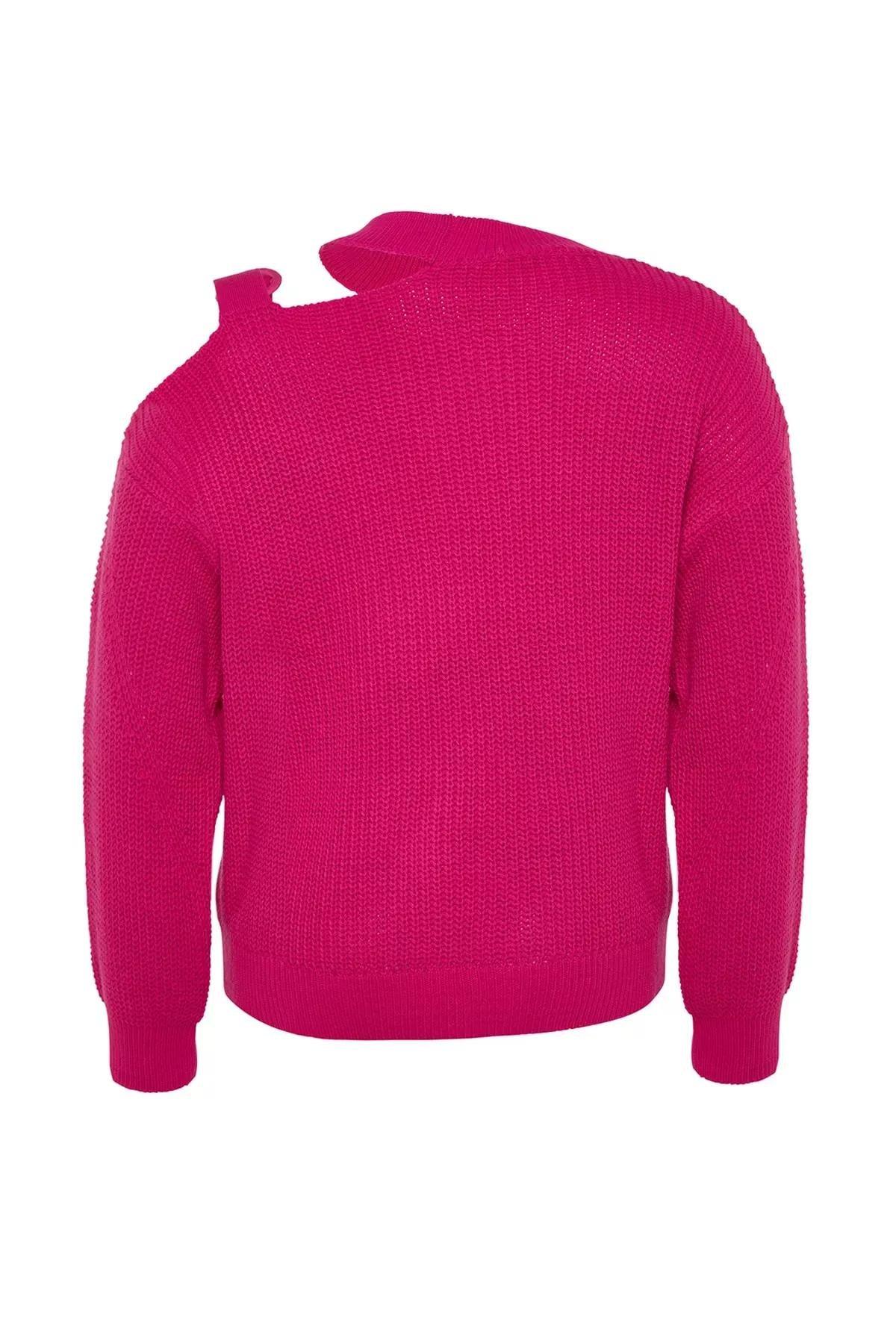 Pink Relaxed Plus Size Sweater, Fuchsia, large image number 6