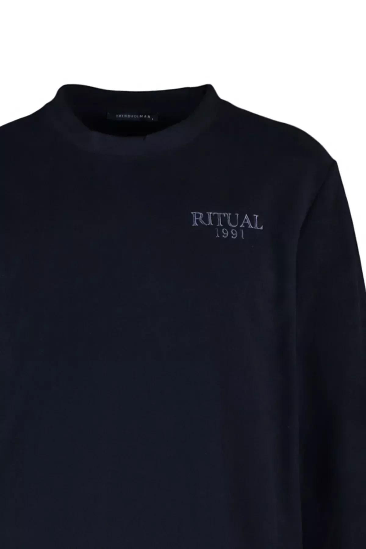 Black Crew Neck Sweatshirt, Black, large image number 5