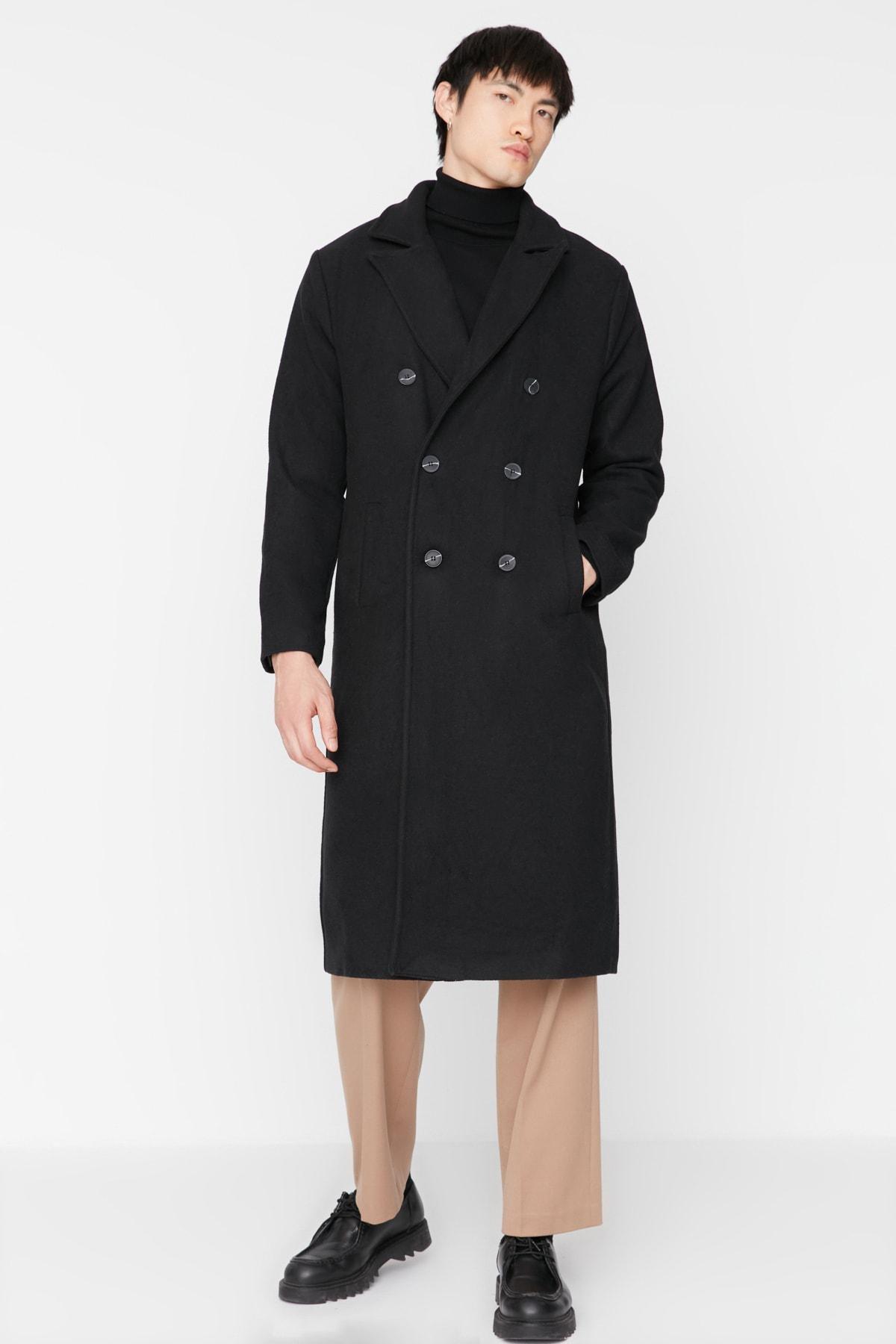 Black Double Breasted Coat, , large image number 2