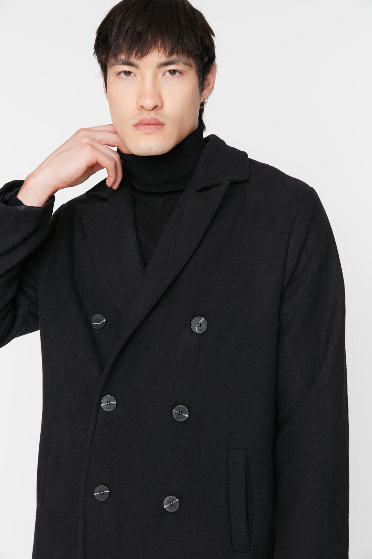 Black Double Breasted Coat, , large image number 3