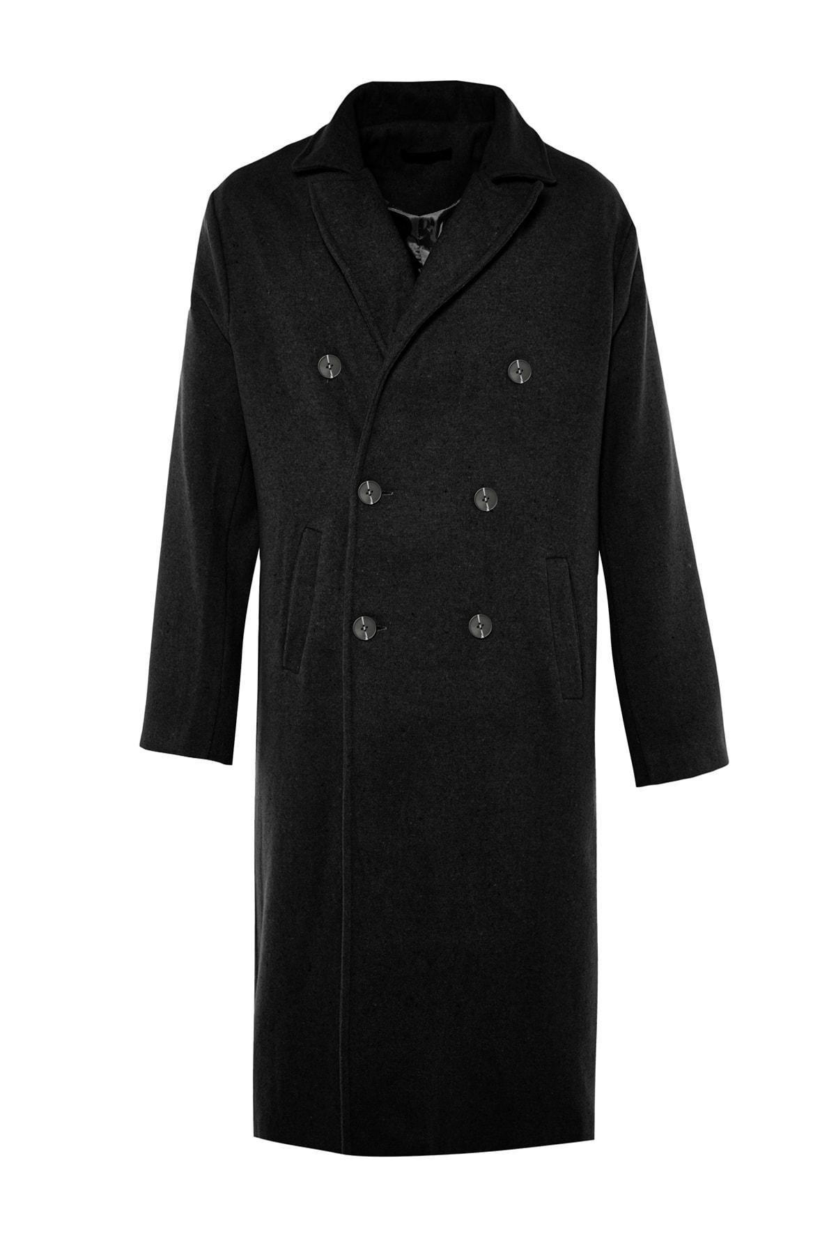 Black Double Breasted Coat, , large image number 6