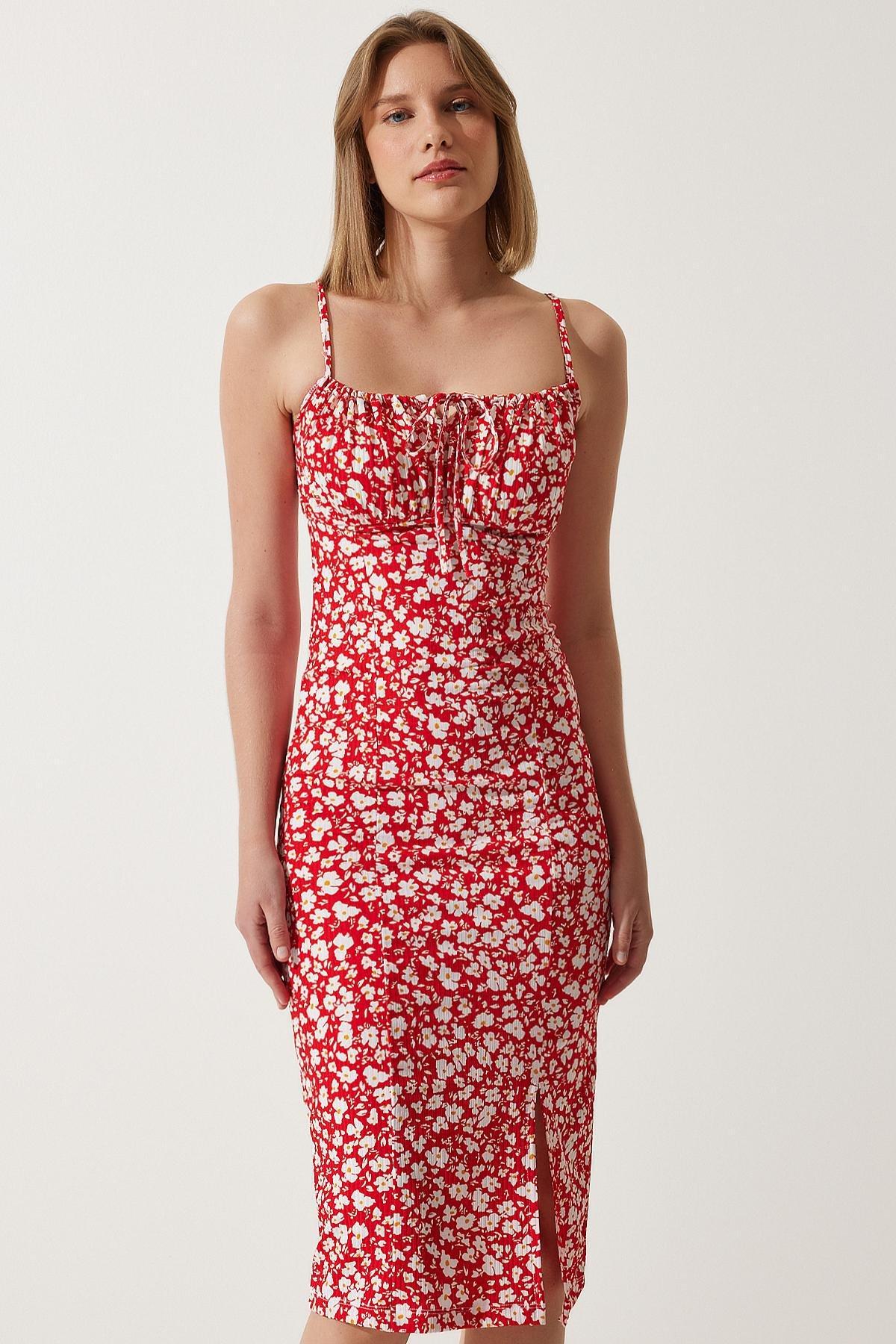 Red Floral Bodycon Dress, Red, large image number 2