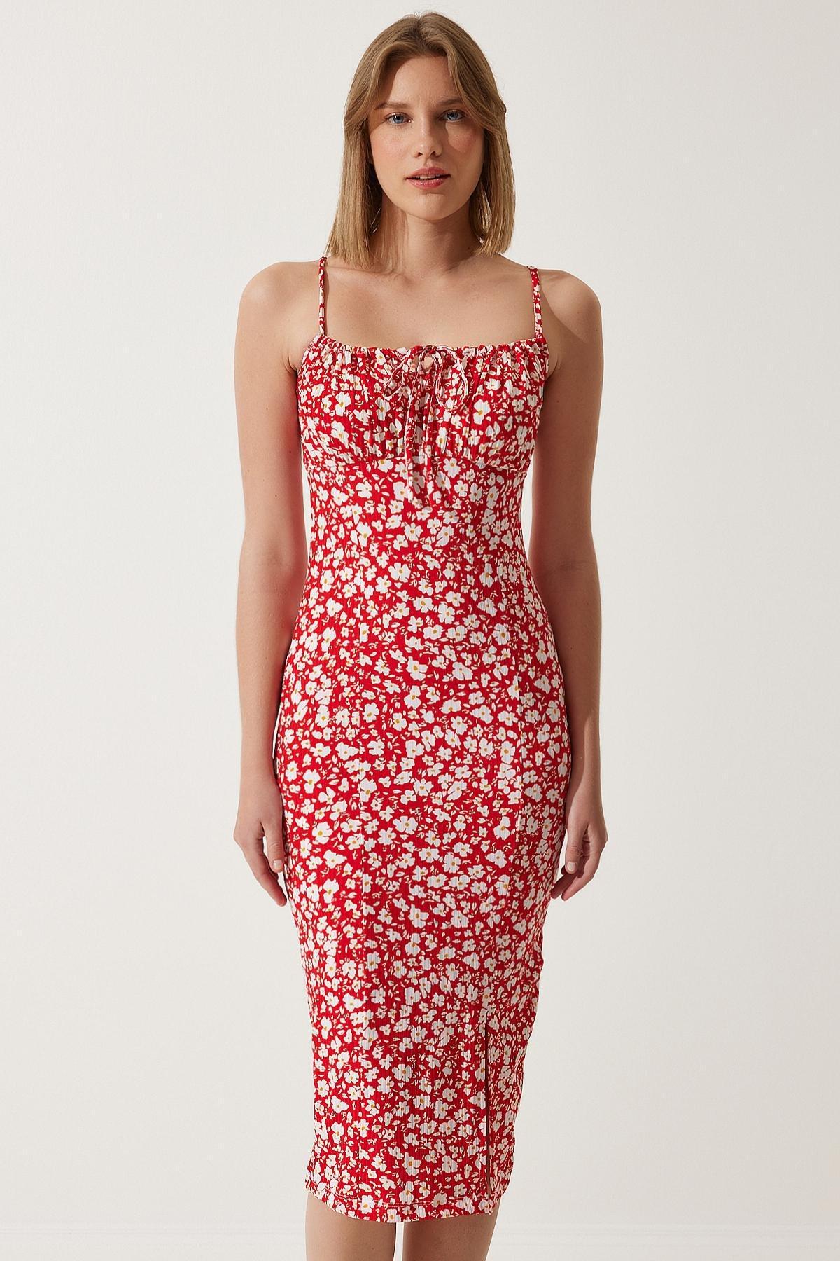 Red Floral Bodycon Dress, Red, large image number 3