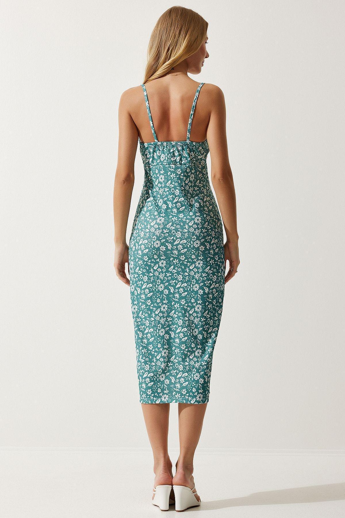 Water Green Floral Romantic Midi Dress CI00029, , large image number 1