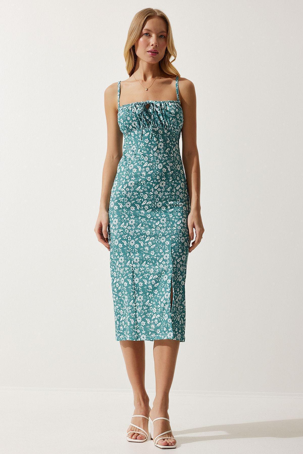 Water Green Floral Romantic Midi Dress CI00029, , large image number 2