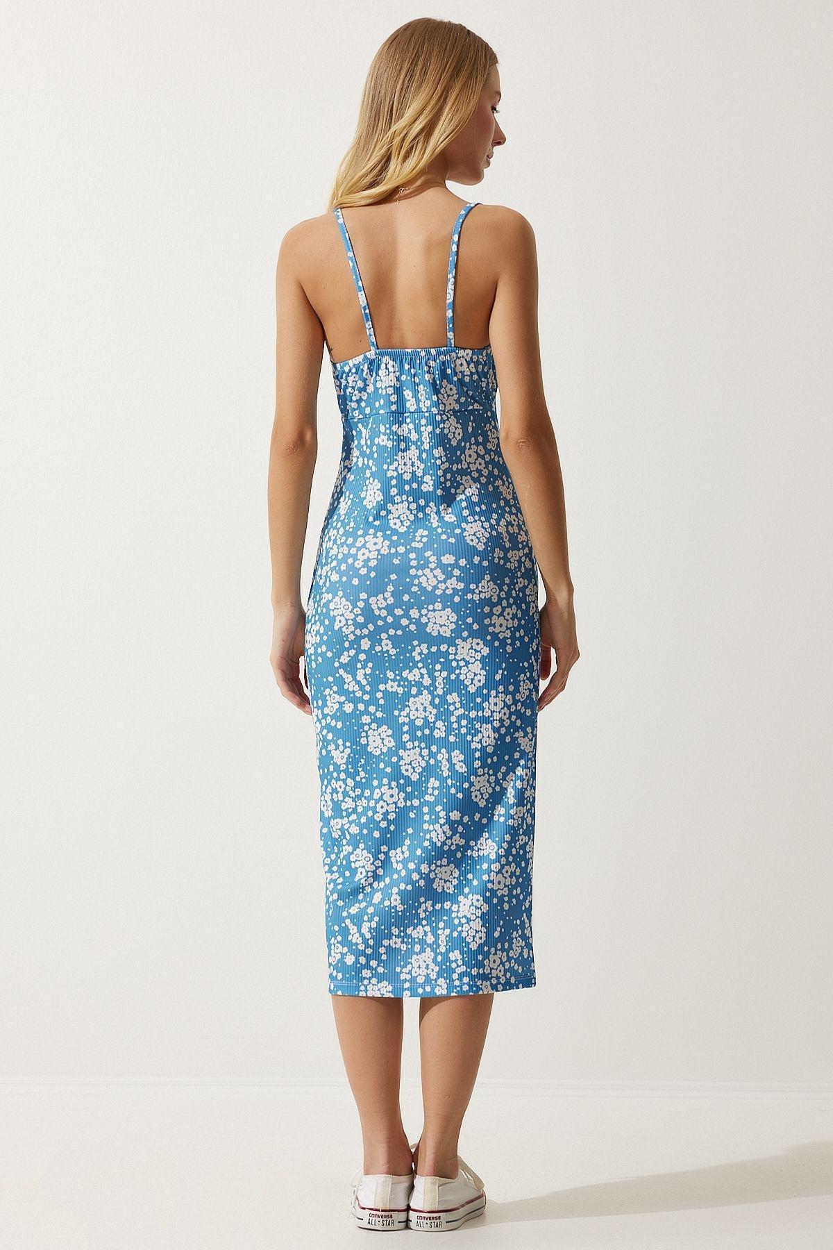 Light Blue Floral Midi Dress CI00029, , large image number 2