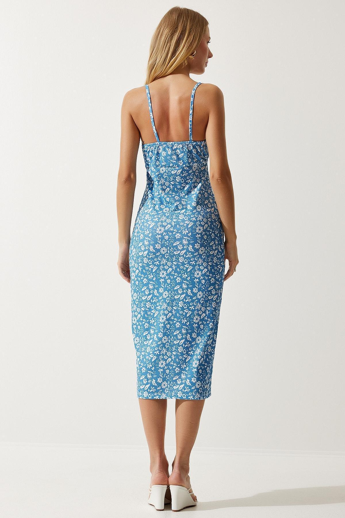Blue Floral Bodycon Maxi, , large image number 4