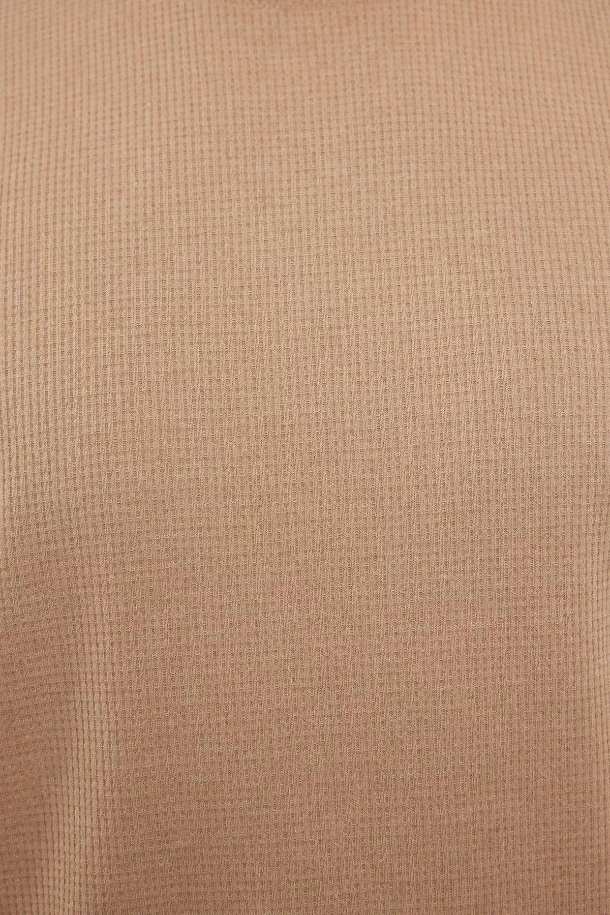 Brown Long Crew Neck T-Shirt, , large image number 3