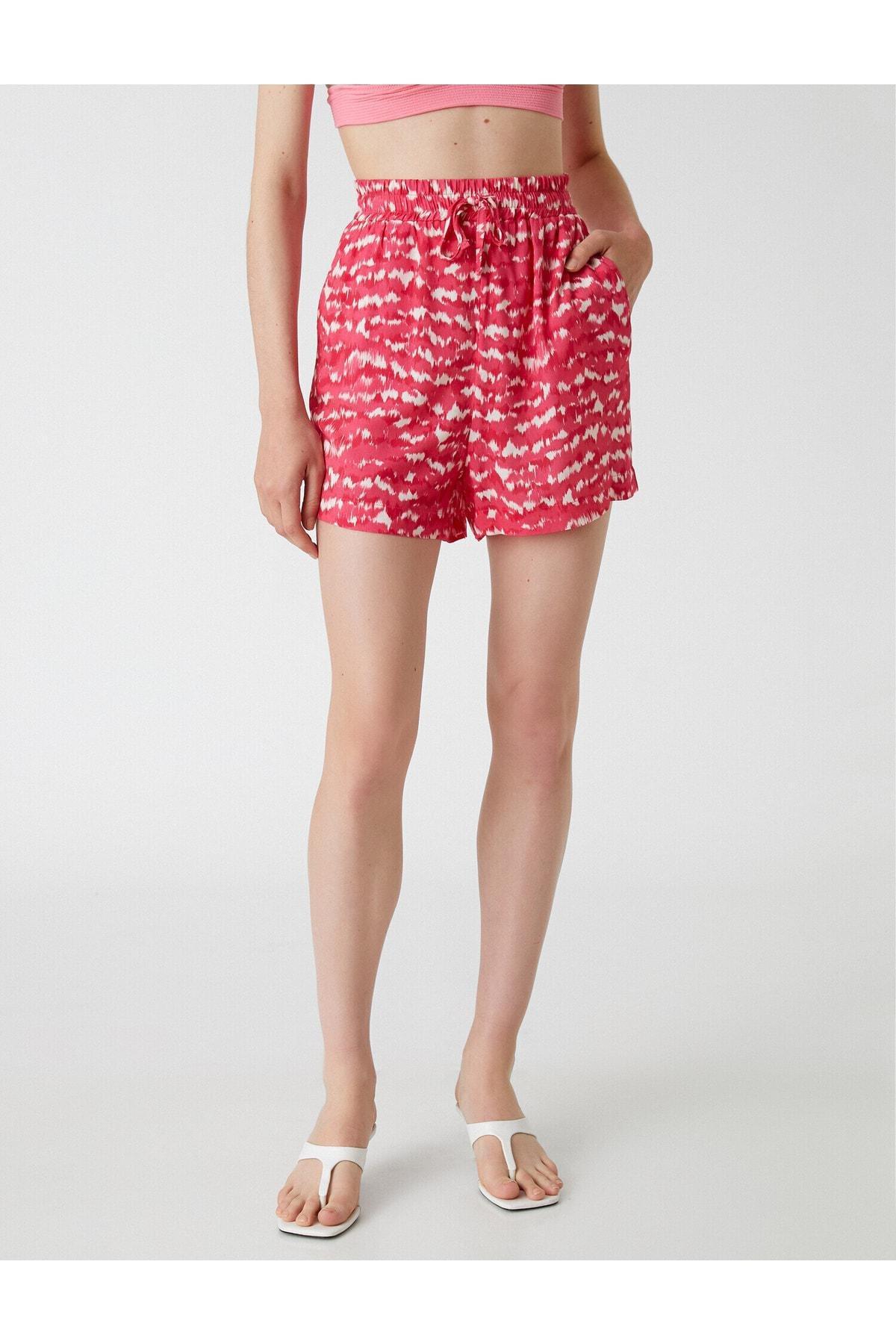 Koton - Pink Tie Waist Mini Shorts