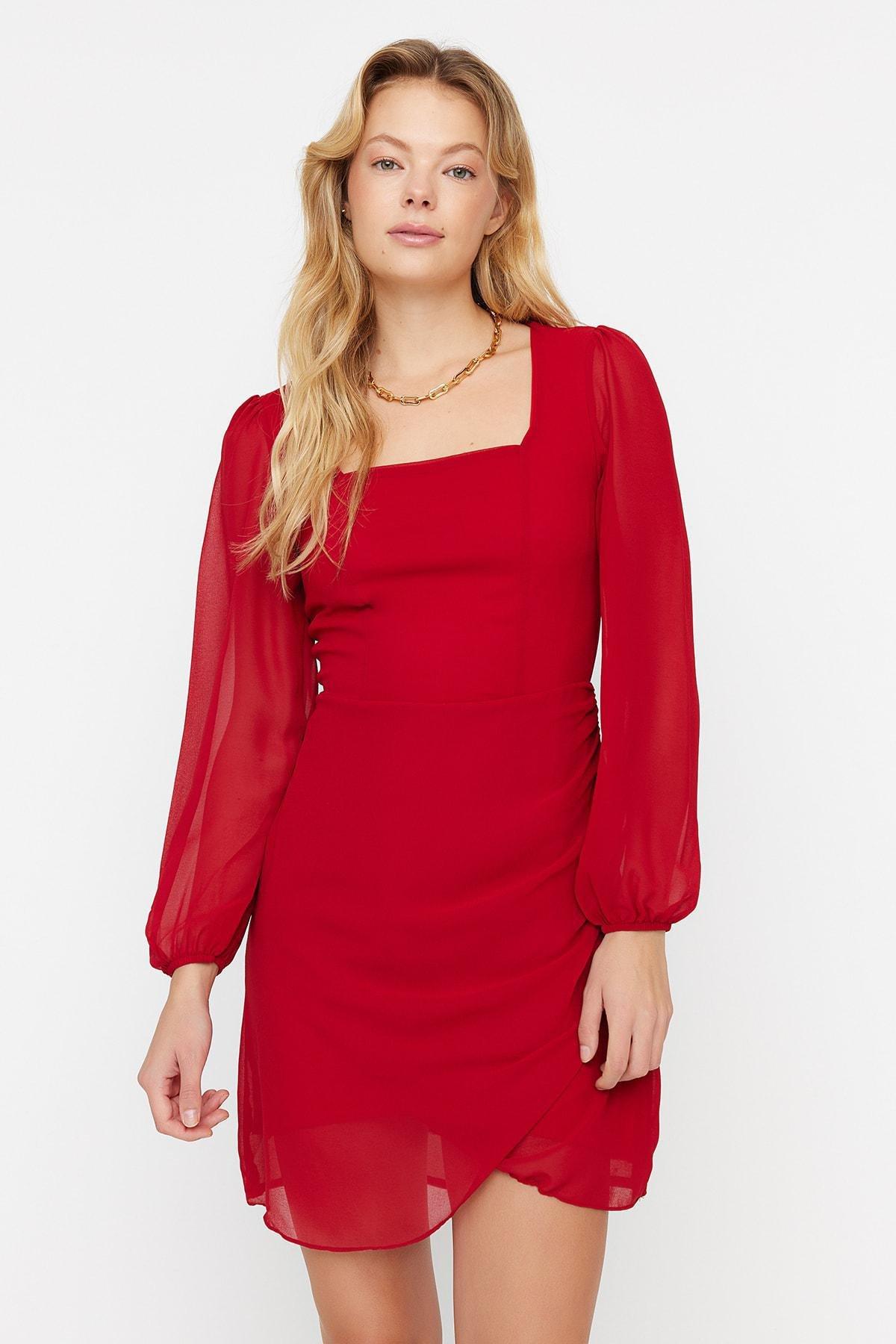 Burgundy A-Line Dress, , large image number 0