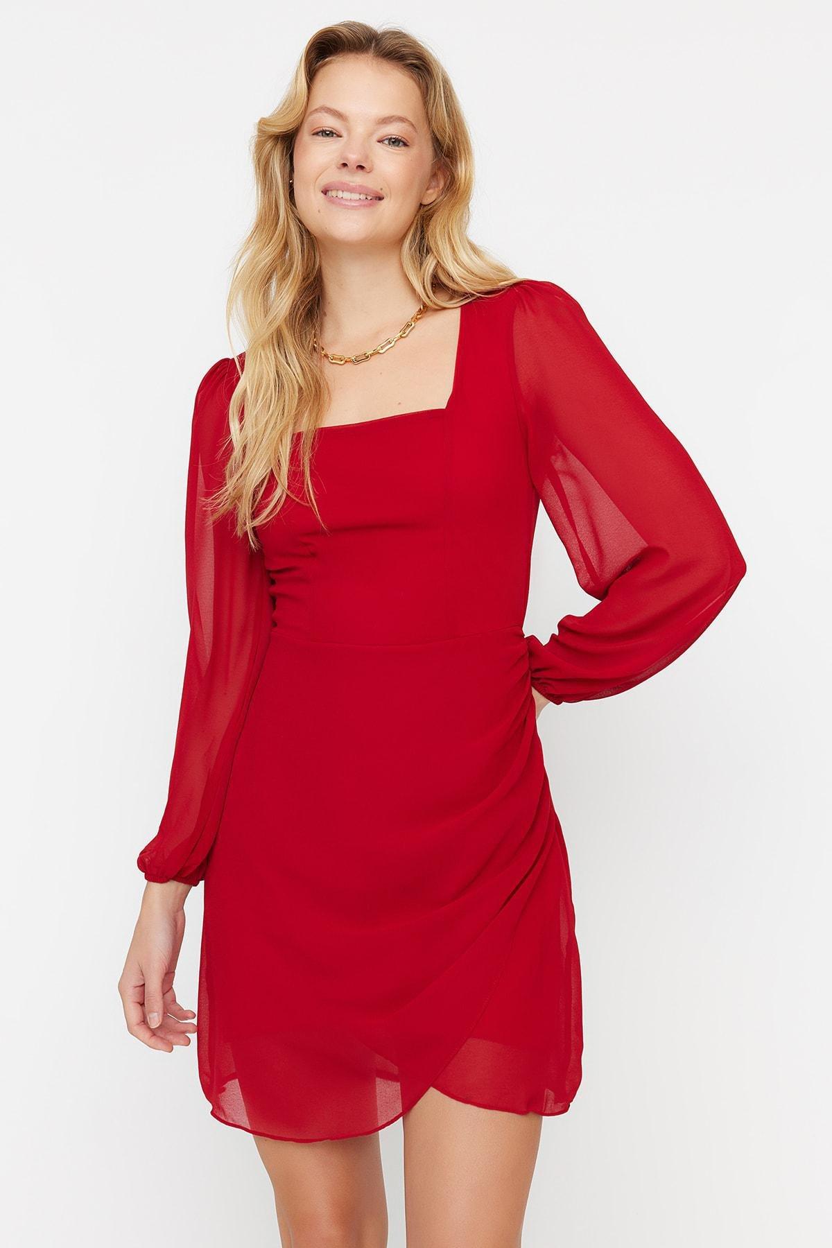Burgundy A-Line Dress, , large image number 1