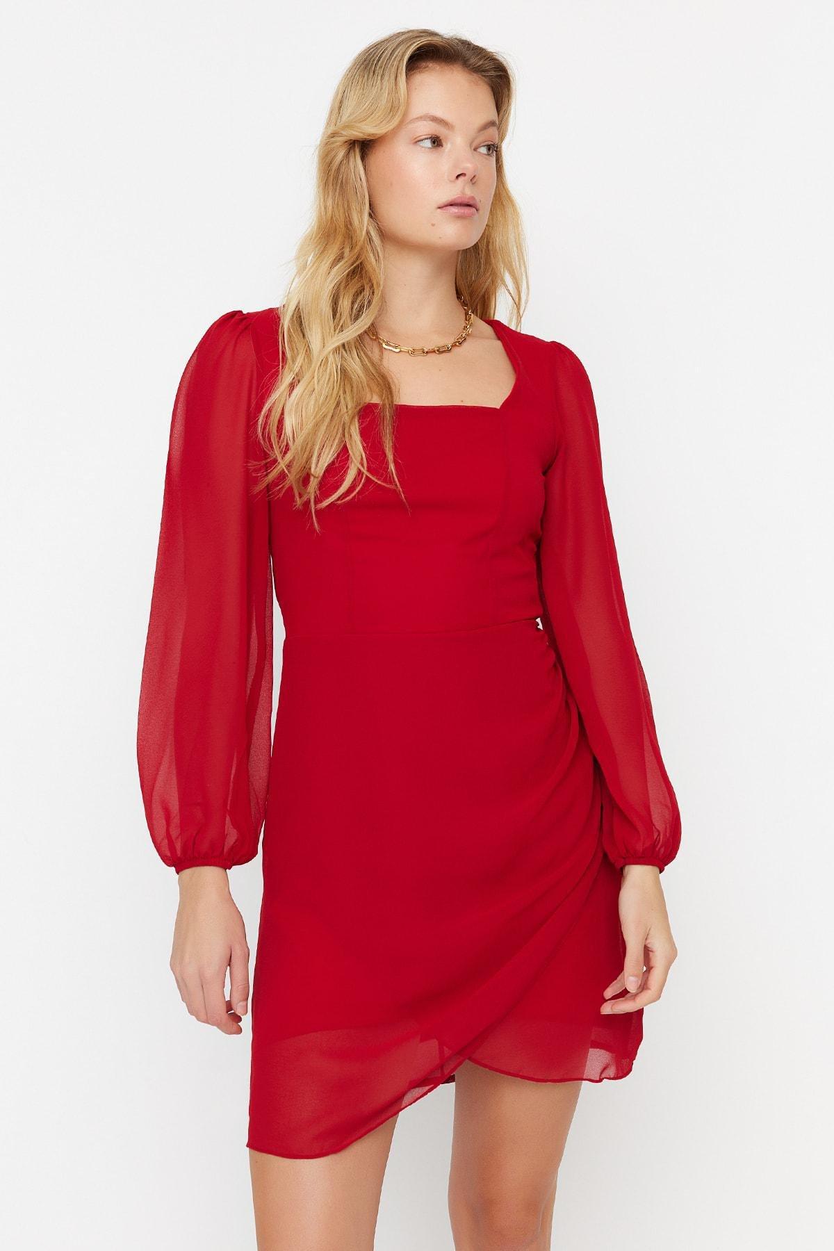 Trendyol - Burgundy A-Line Dress