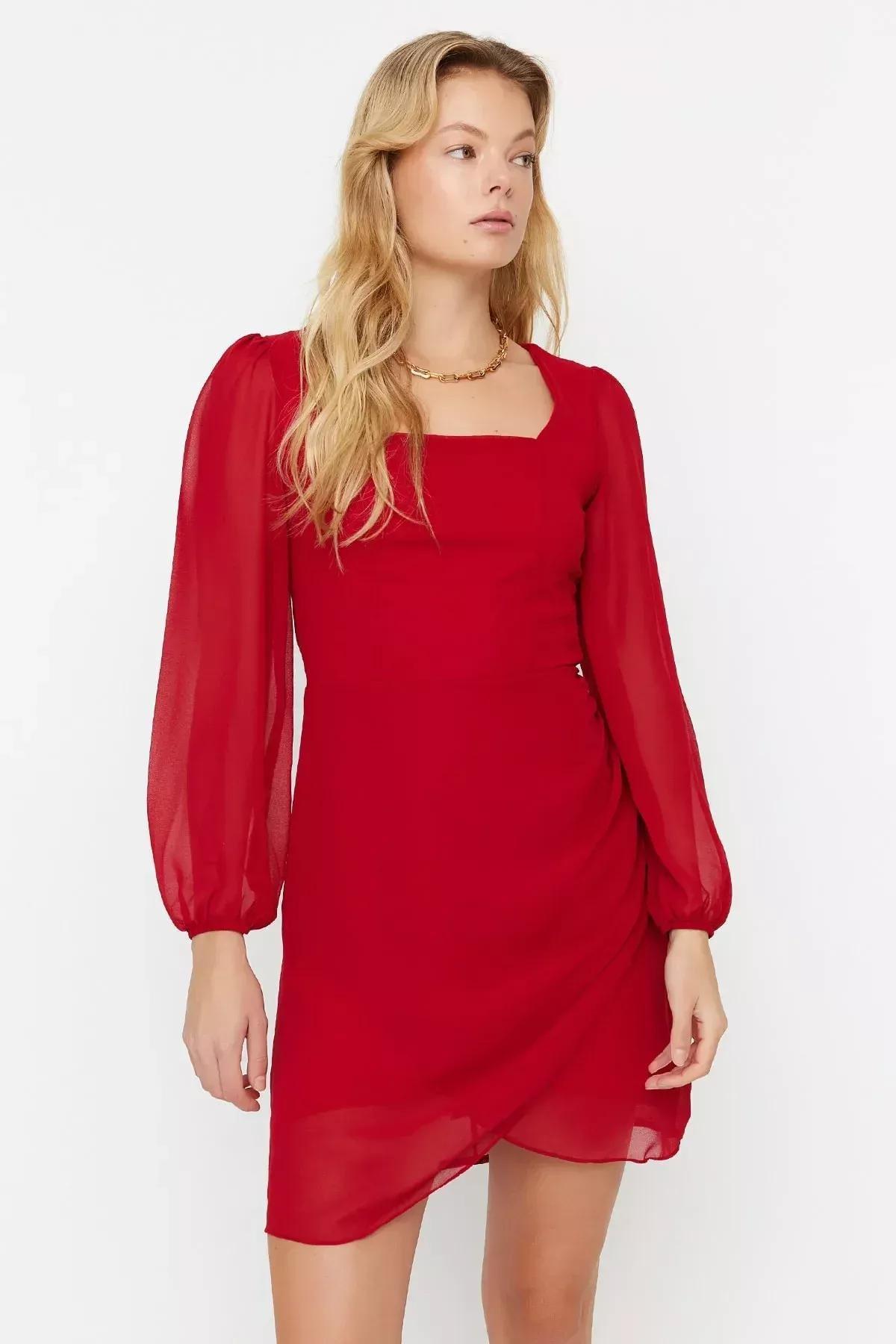 Burgundy A-Line Dress, , large image number 2