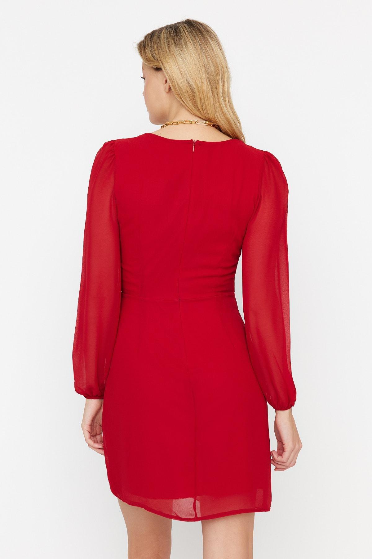 Burgundy A-Line Dress, , large image number 4