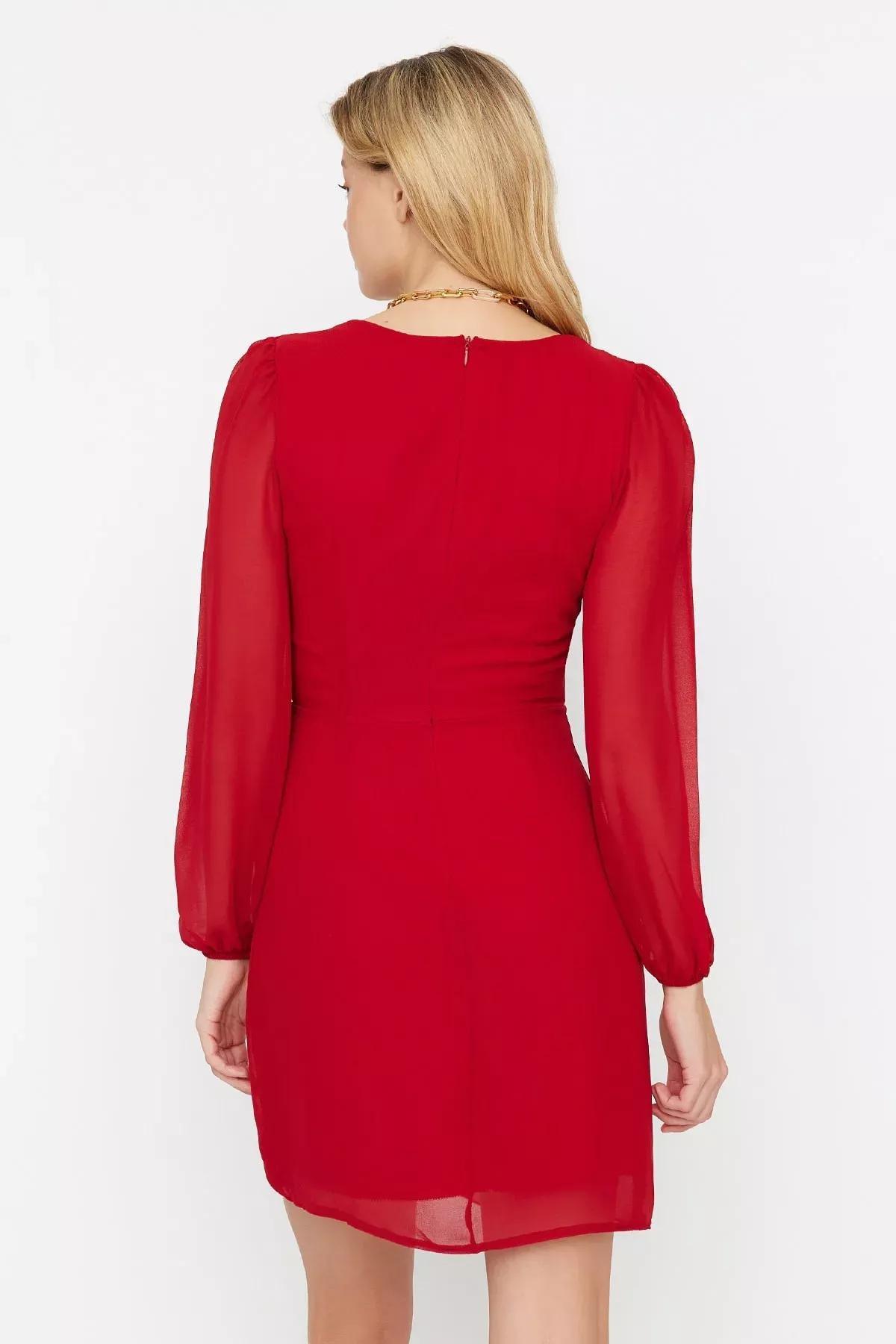 Burgundy A-Line Dress, , large image number 4