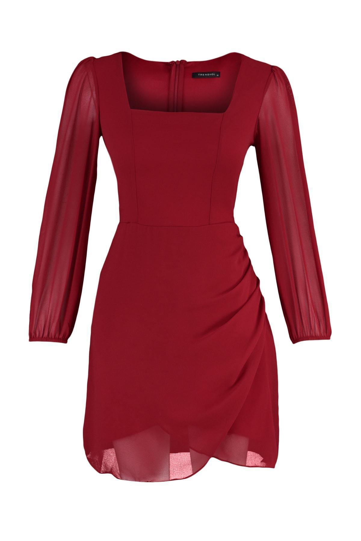 Burgundy A-Line Dress, , large image number 5