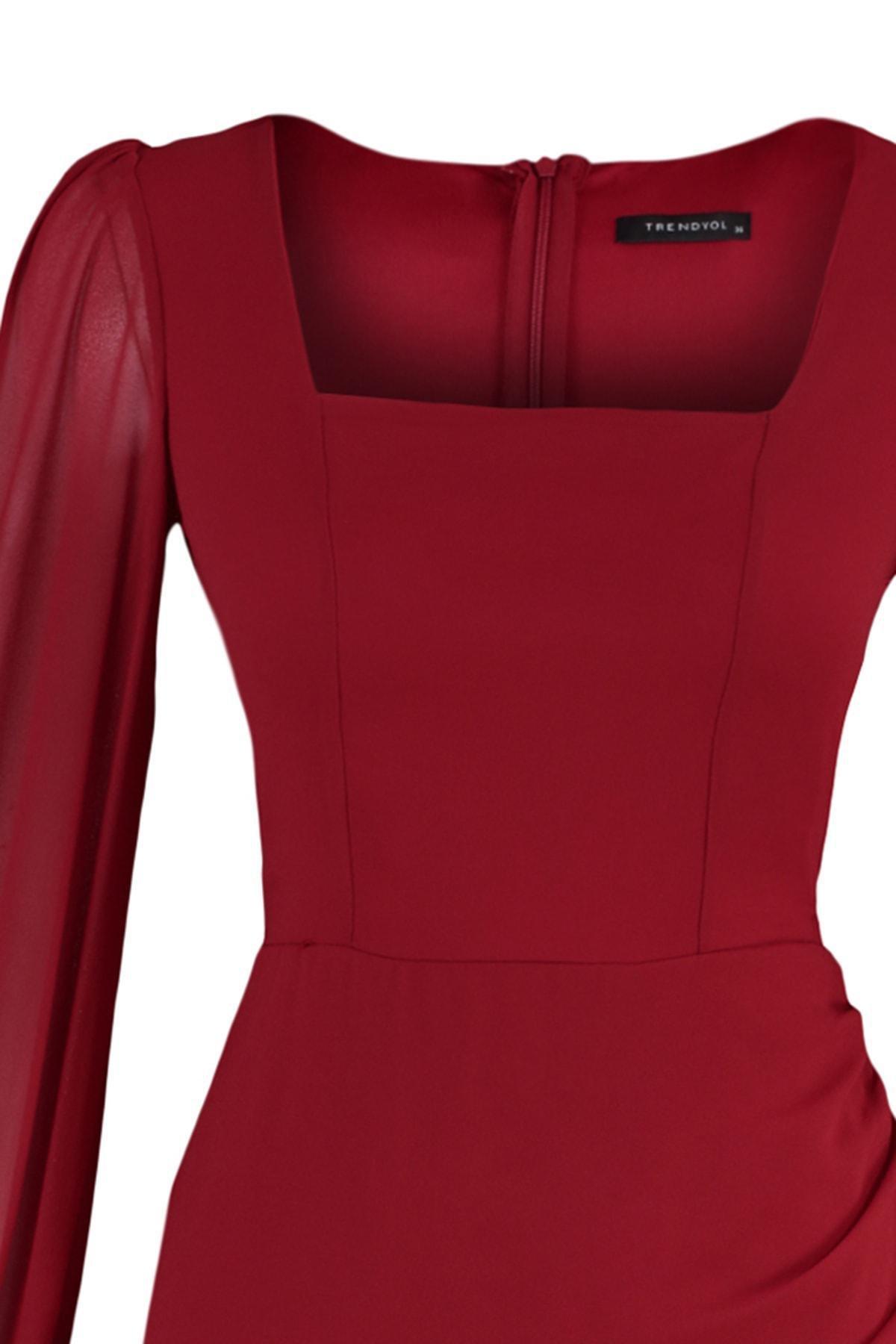 Burgundy A-Line Dress, , large image number 6