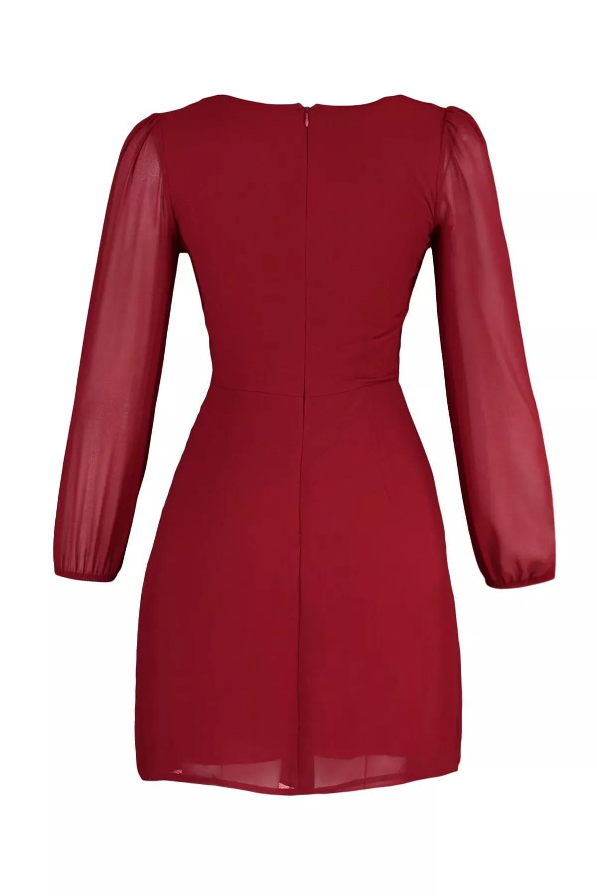 Burgundy A-Line Dress, , large image number 6