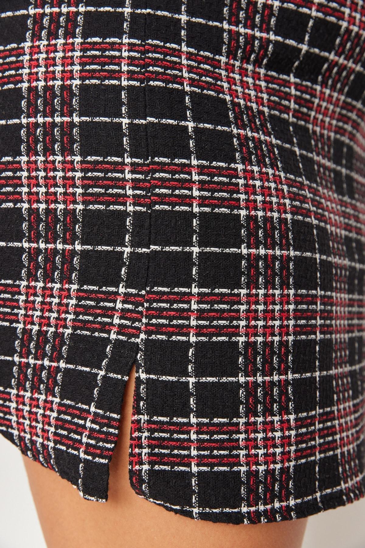 Multicolour Plaid Plus Size Pleated Skirt, Multicolor, large image number 3