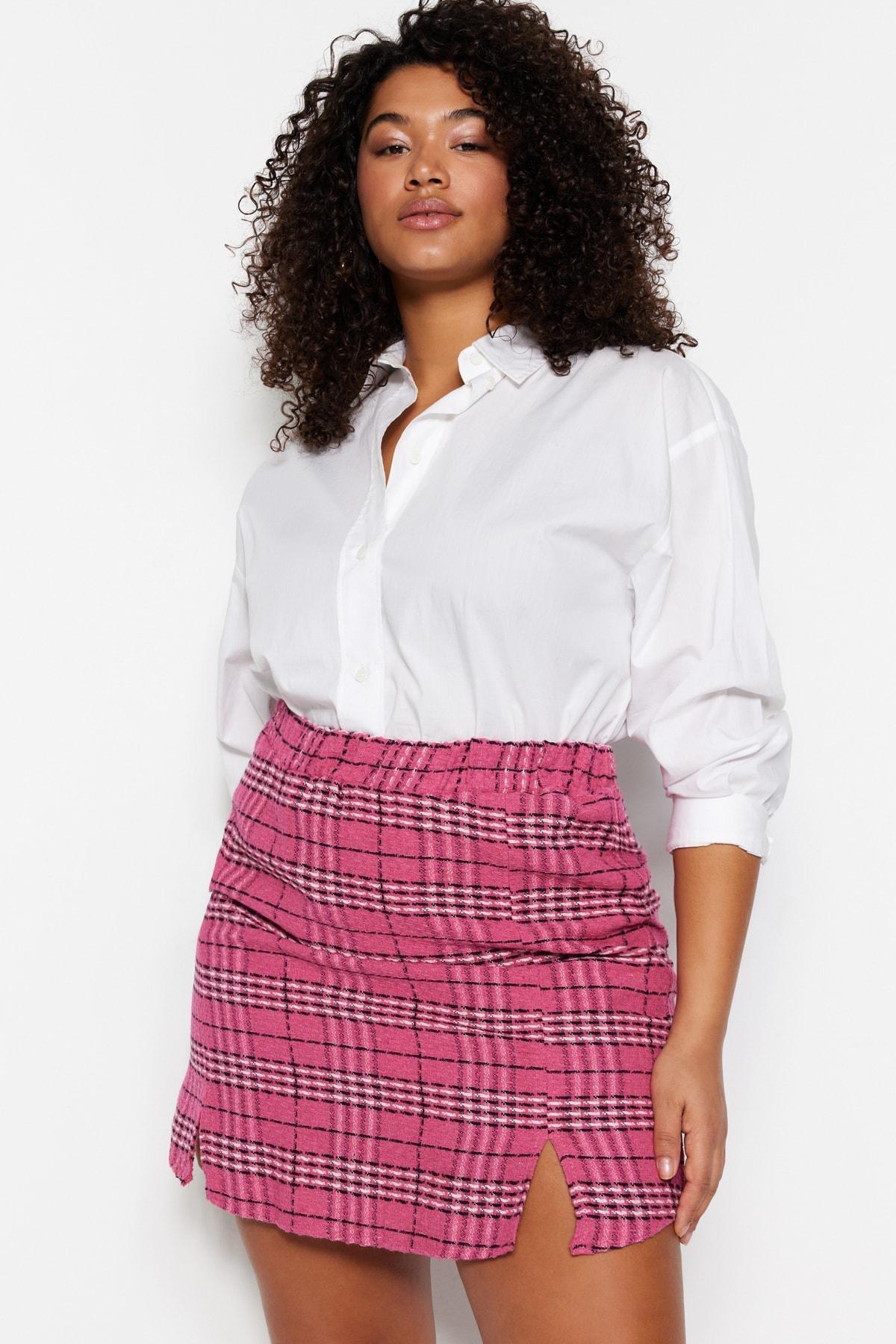 Pink Mini Plus Size Pencil Skirt, , large image number 0